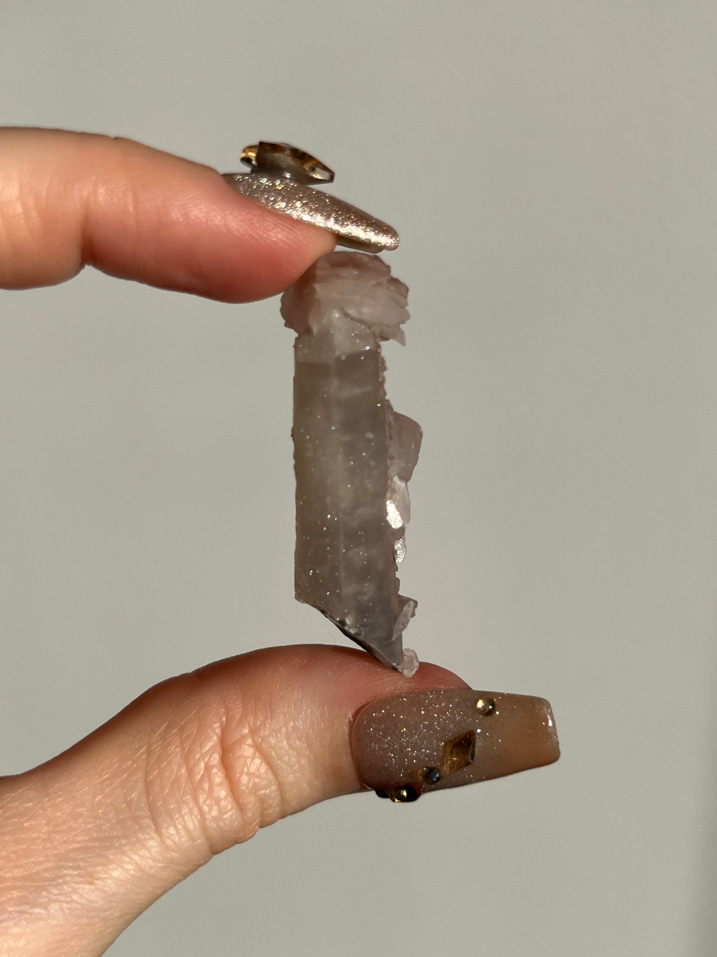 Pink Sakura Blossom Calcite on Quartz Specimen N