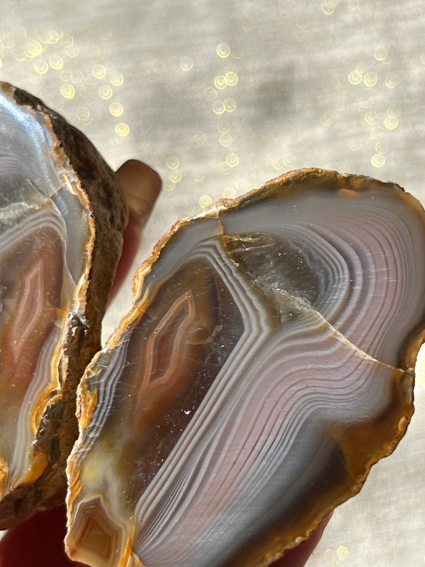 “Rosewater Currents” Pink West Indonesian Agate Pair B