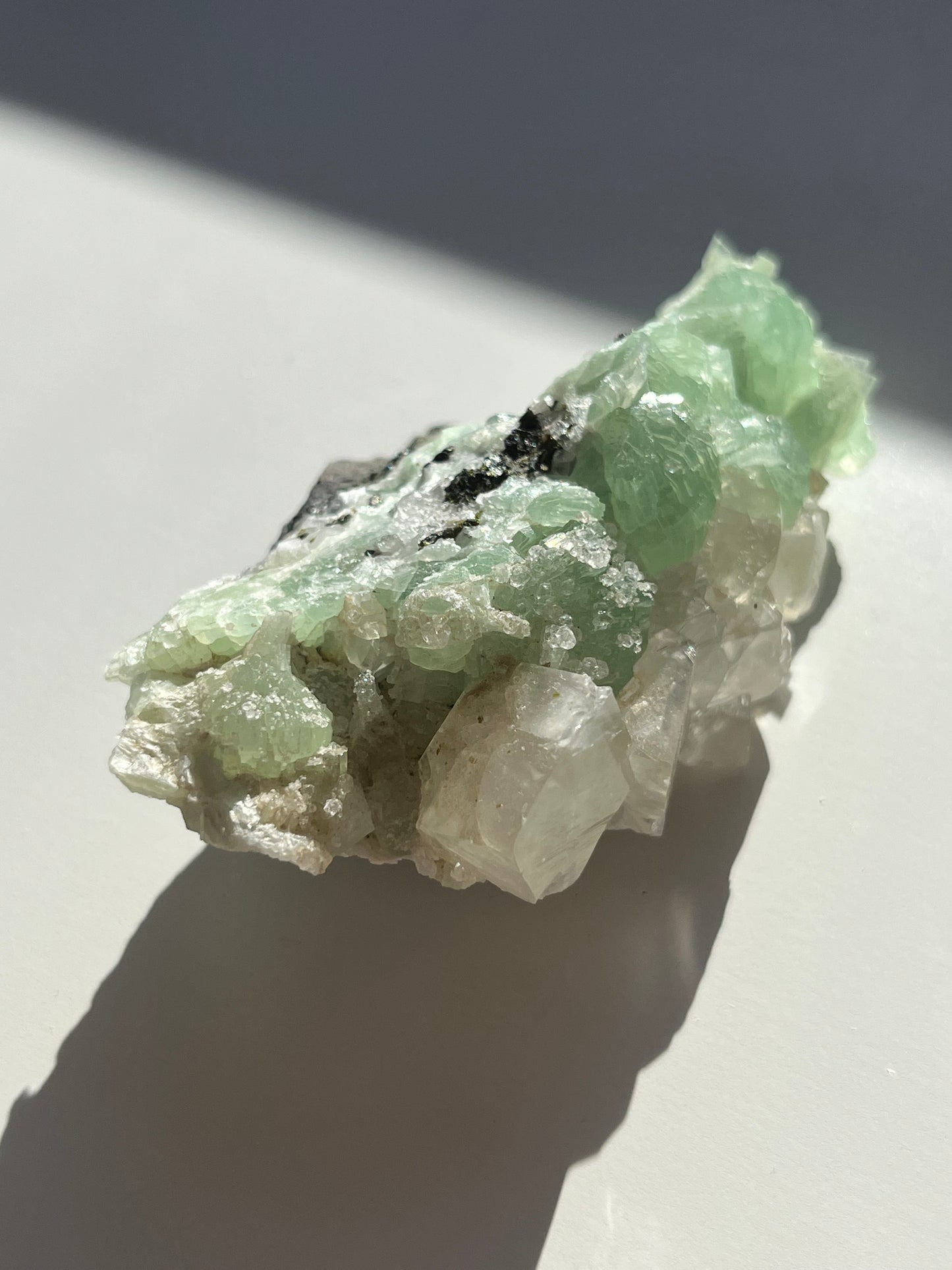 Botryoidal Prehnite with Quartz, Calcite and Analcime #A