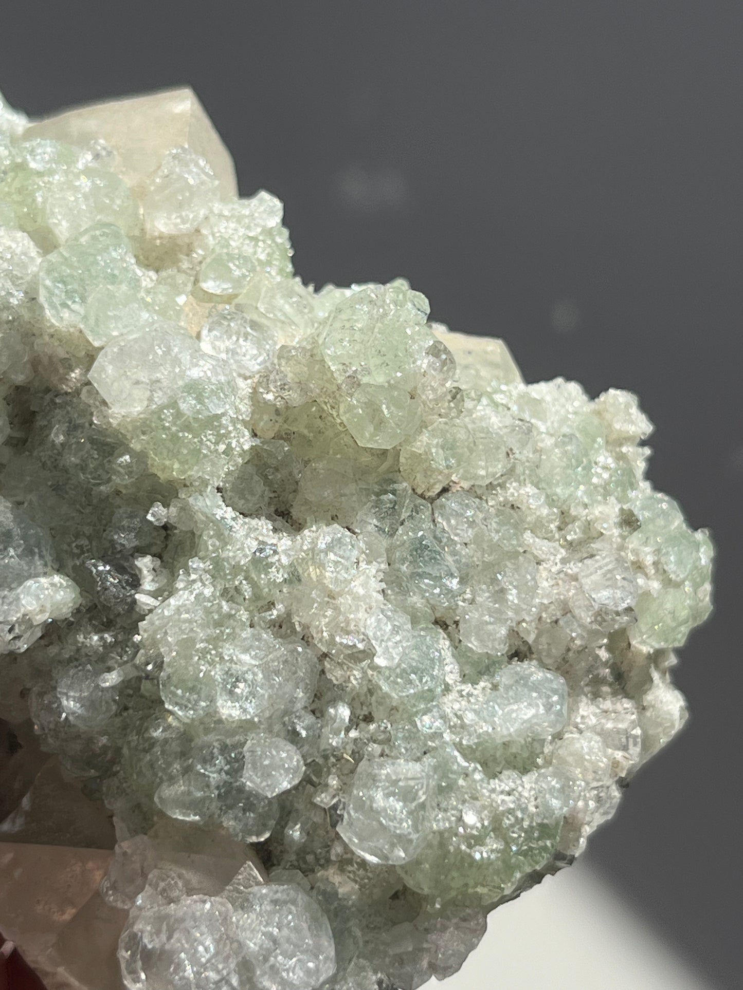 Botryoidal Prehnite with Quartz and Calcite #D