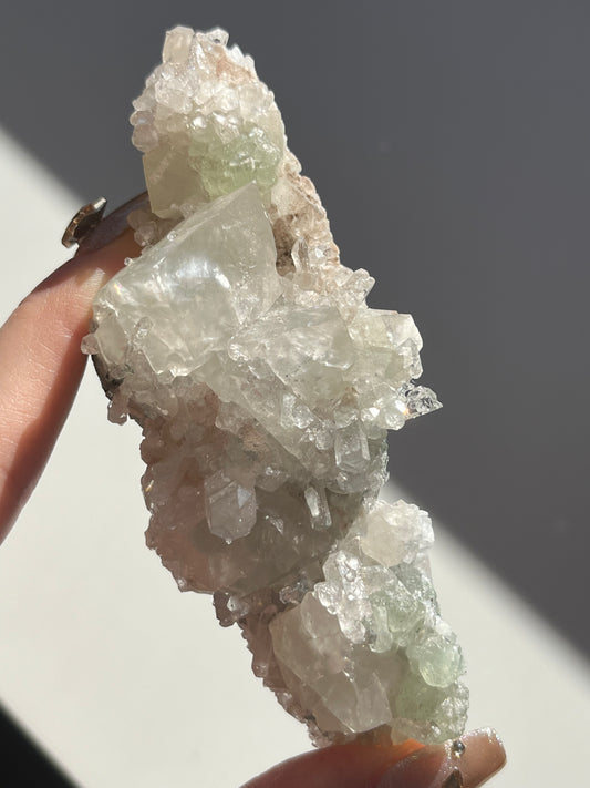 Botryoidal Prehnite with Quartz, Calcite, and Analcime #E