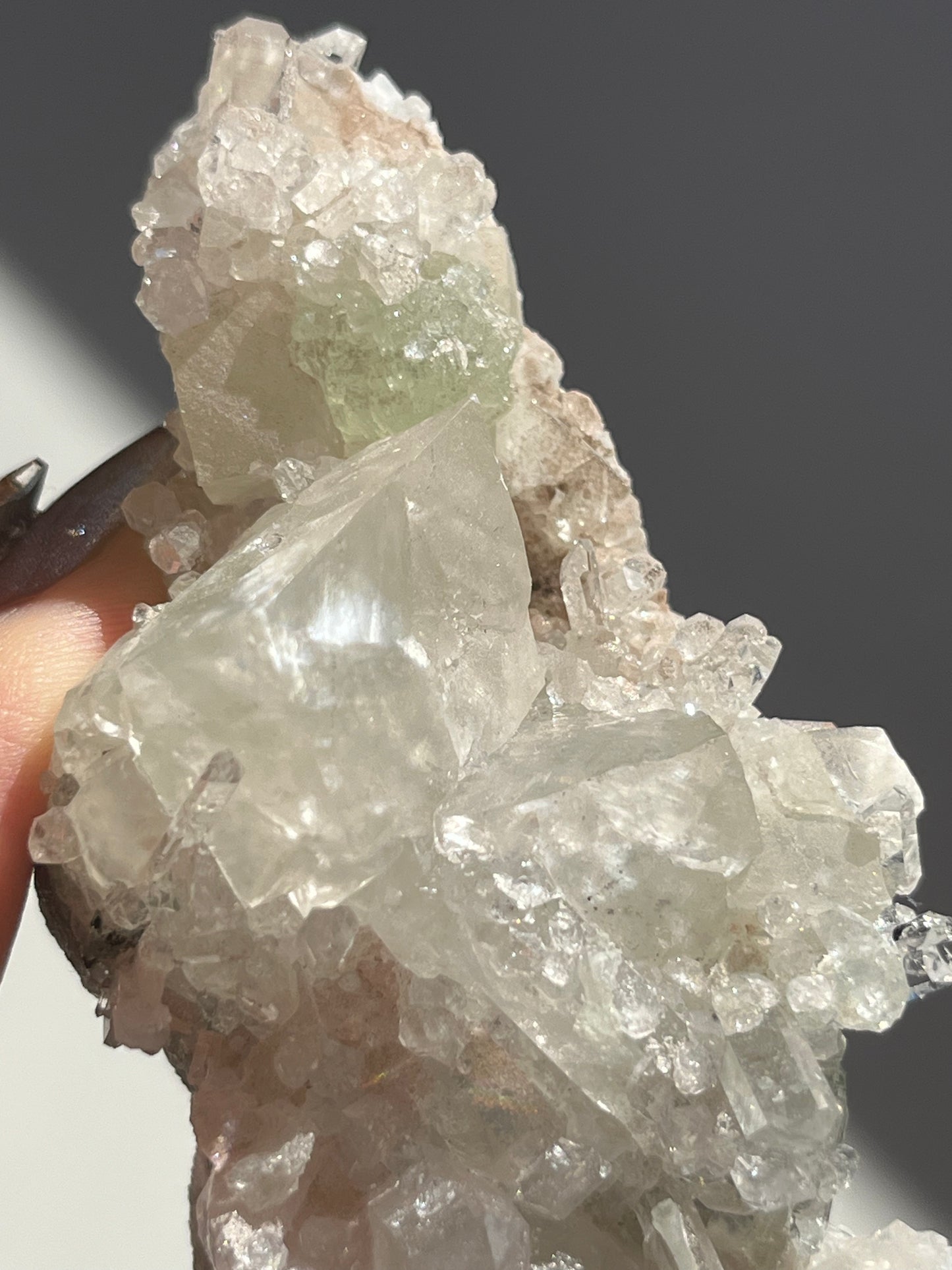 Botryoidal Prehnite with Quartz, Calcite, and Analcime #E