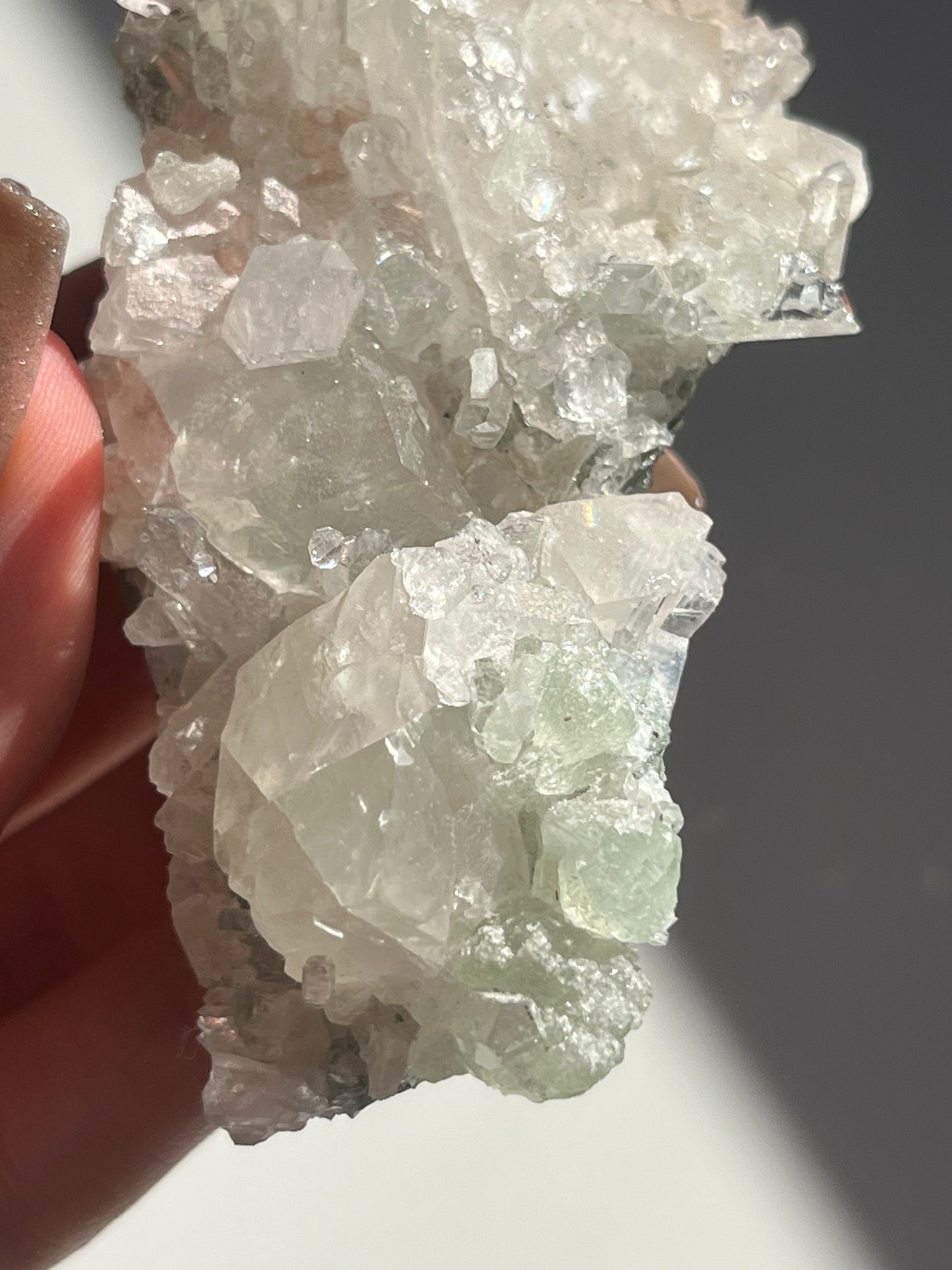 Botryoidal Prehnite with Quartz, Calcite, and Analcime #E