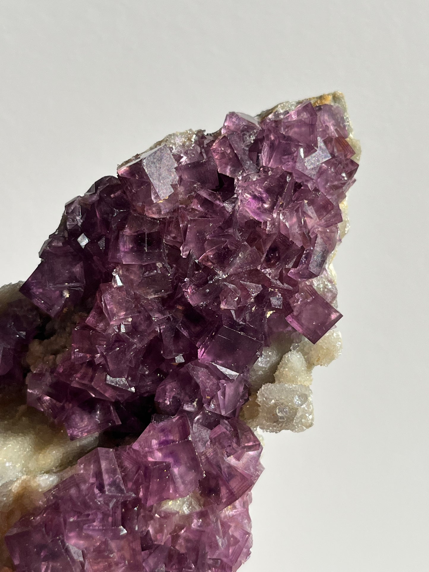 Anhui Fluorite on Druzy Quartz Matrix Specimen A