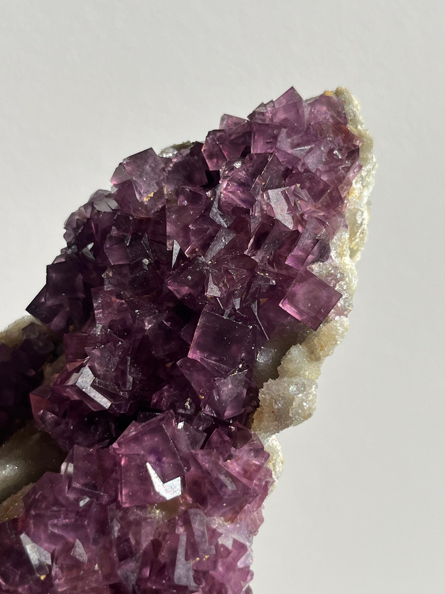 Anhui Fluorite on Druzy Quartz Matrix Specimen A