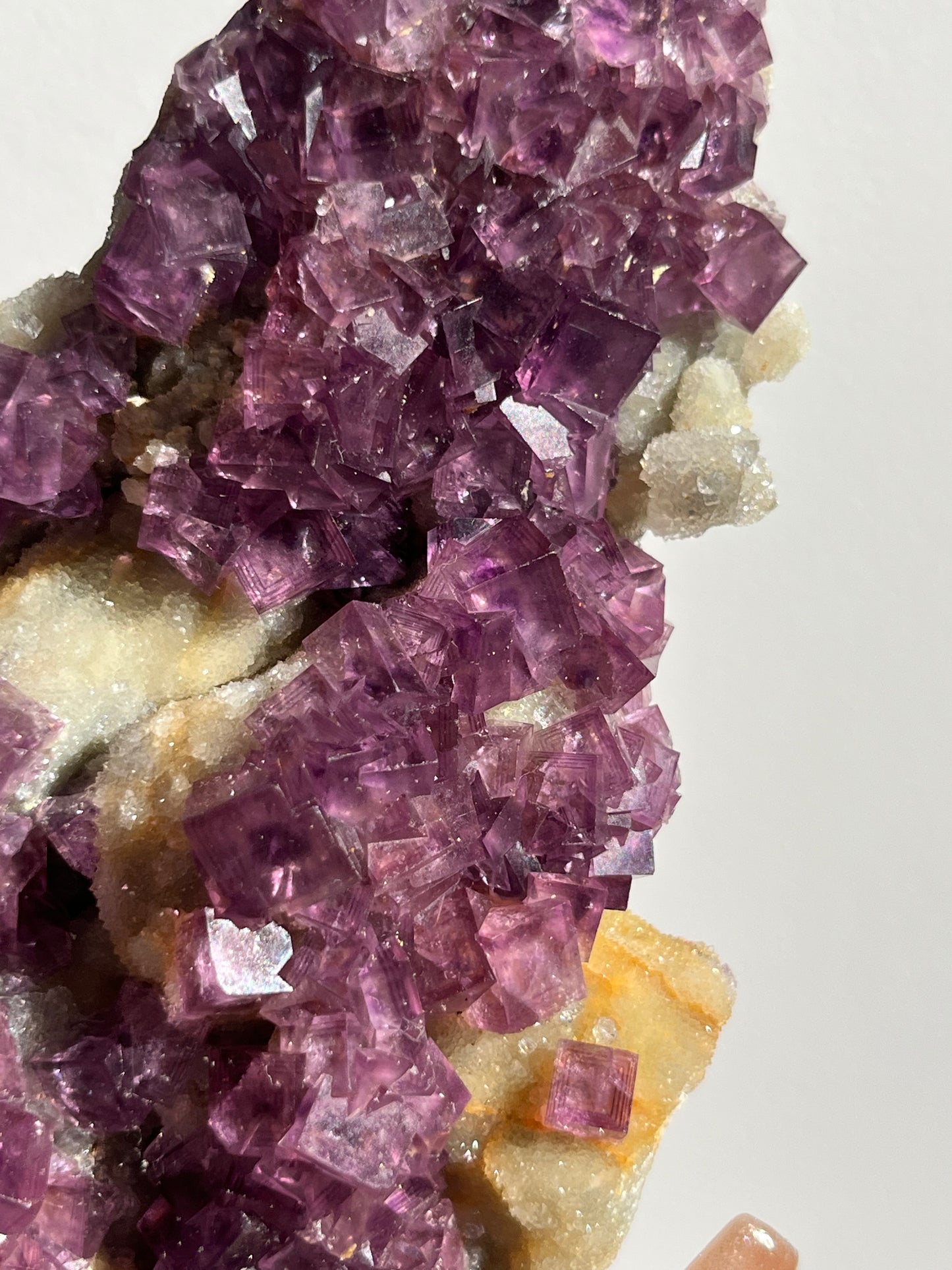 Anhui Fluorite on Druzy Quartz Matrix Specimen A