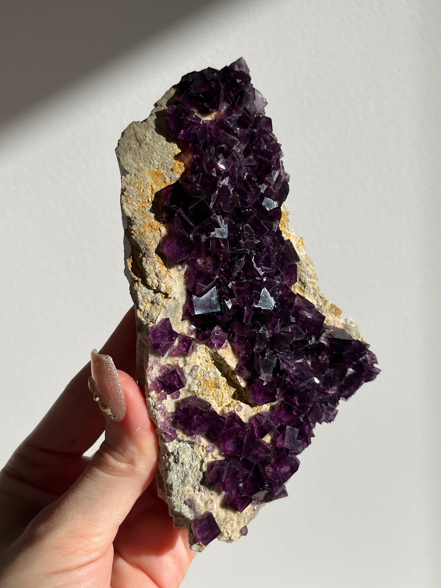 Anhui Fluorite on Druzy Quartz Matrix Specimen B