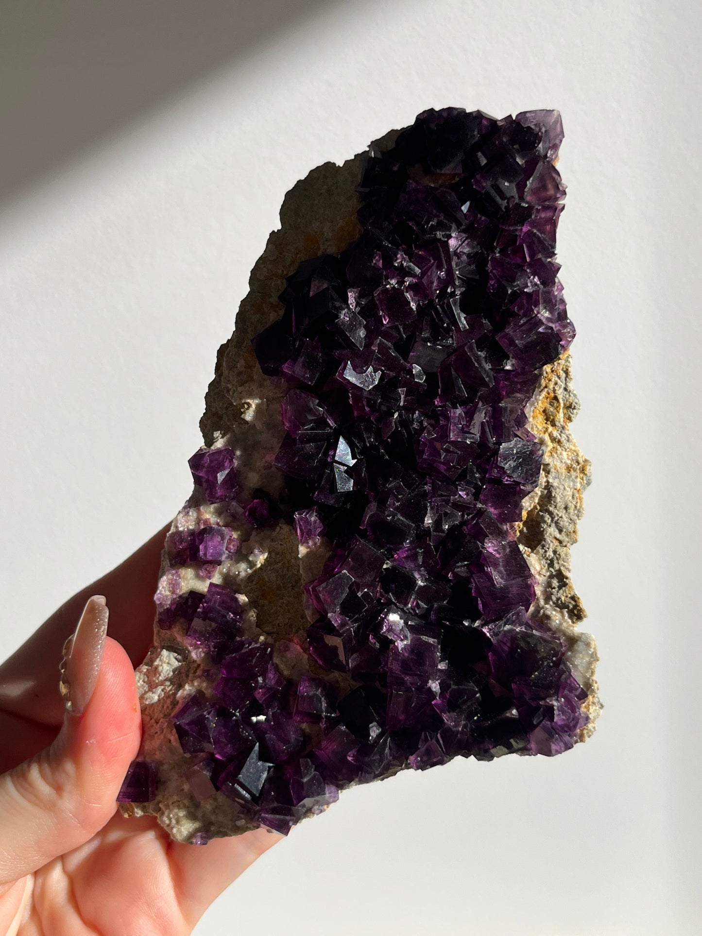 Anhui Fluorite on Druzy Quartz Matrix Specimen B