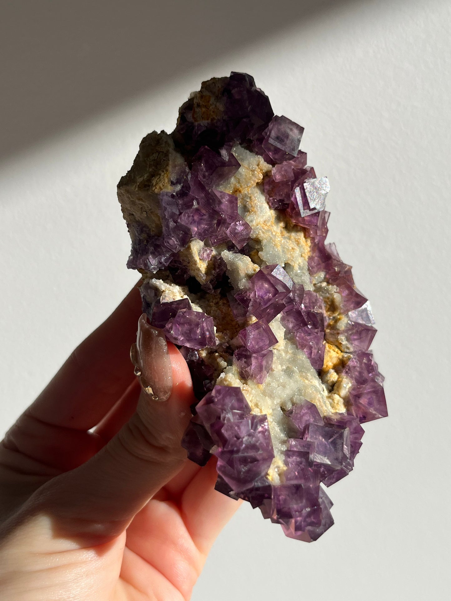 Anhui Fluorite on Druzy Quartz Matrix Specimen C