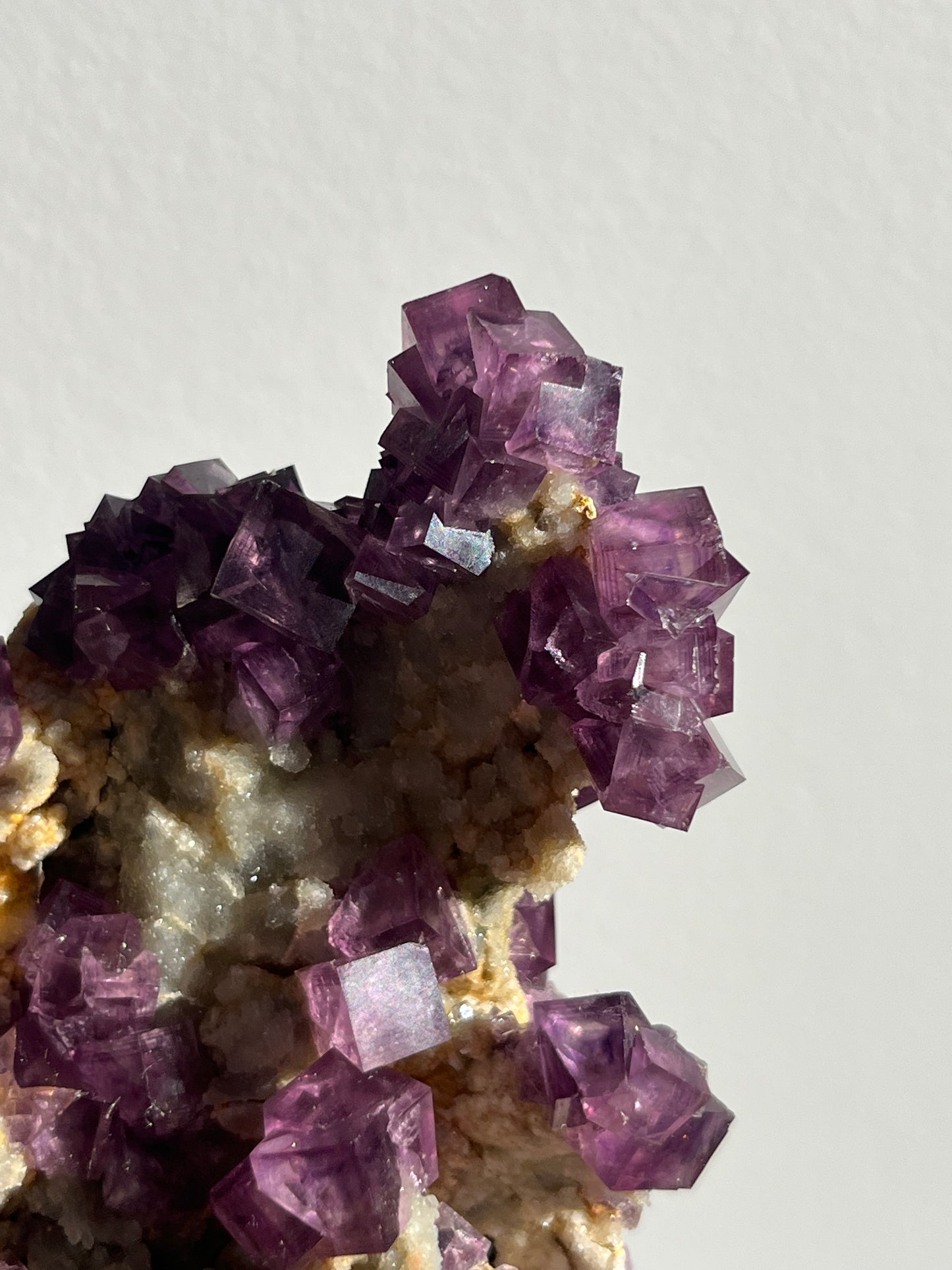 Anhui Fluorite on Druzy Quartz Matrix Specimen C