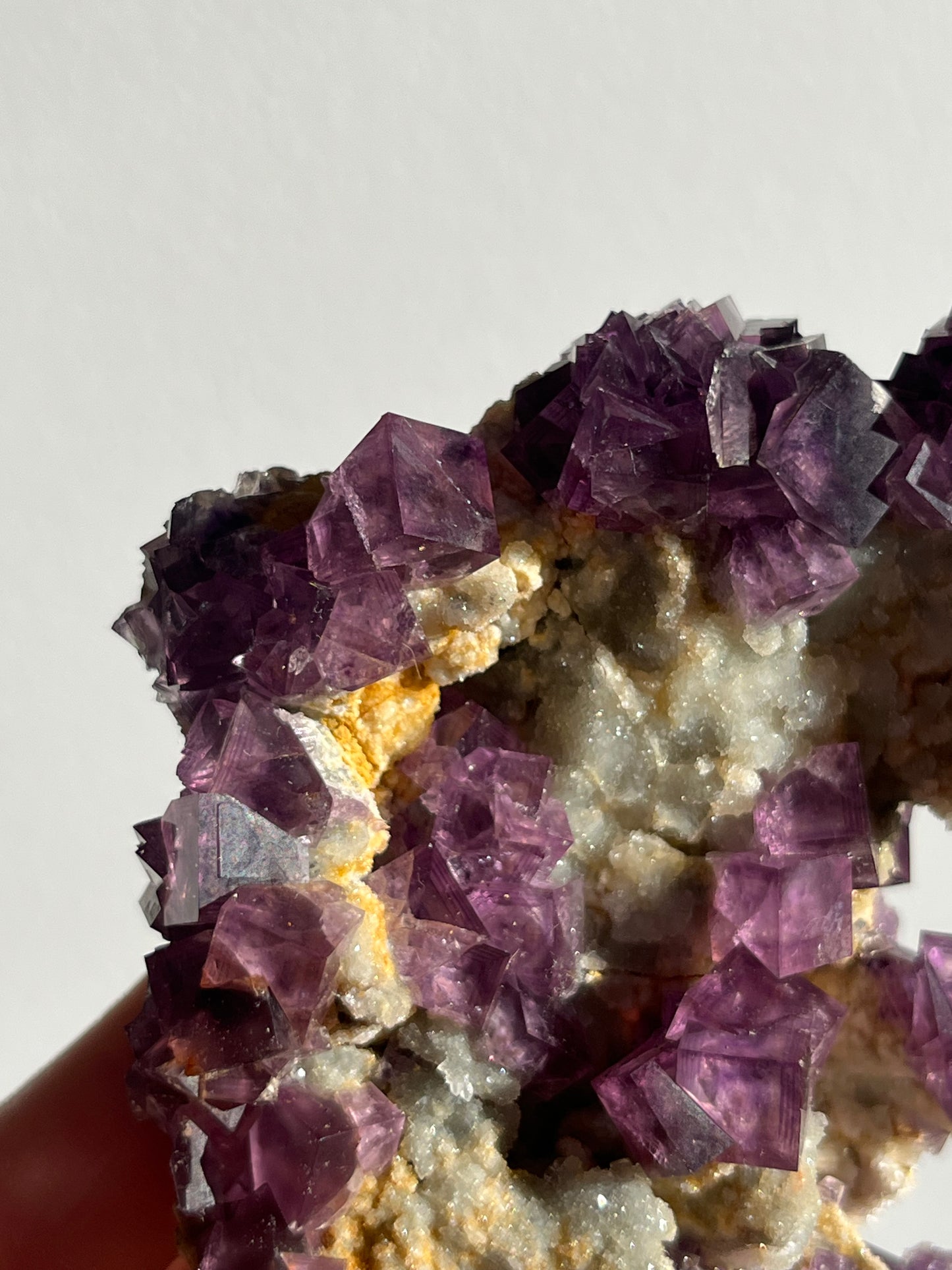 Anhui Fluorite on Druzy Quartz Matrix Specimen C