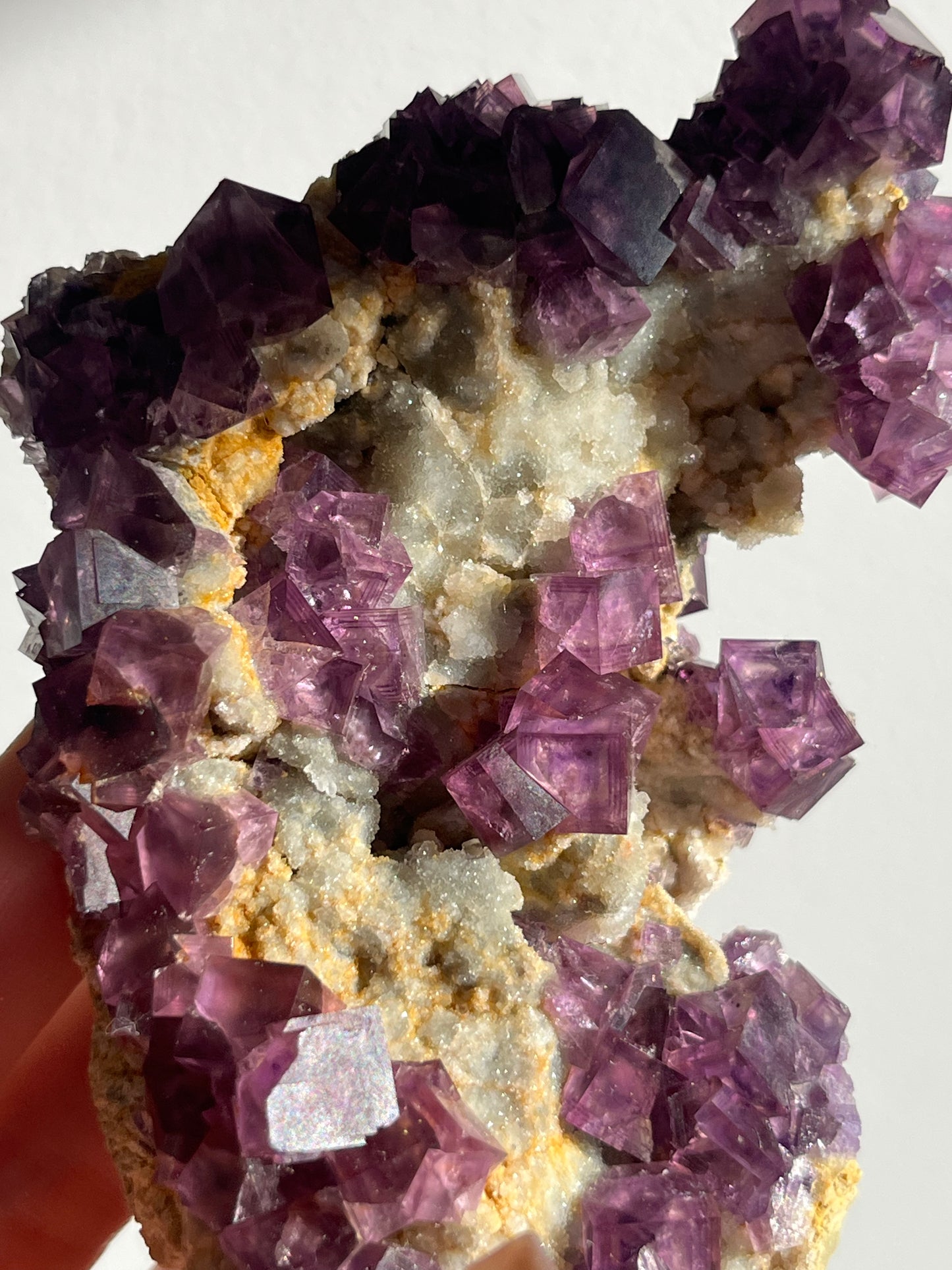 Anhui Fluorite on Druzy Quartz Matrix Specimen C