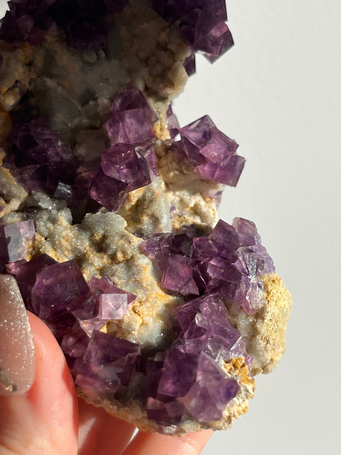 Anhui Fluorite on Druzy Quartz Matrix Specimen C