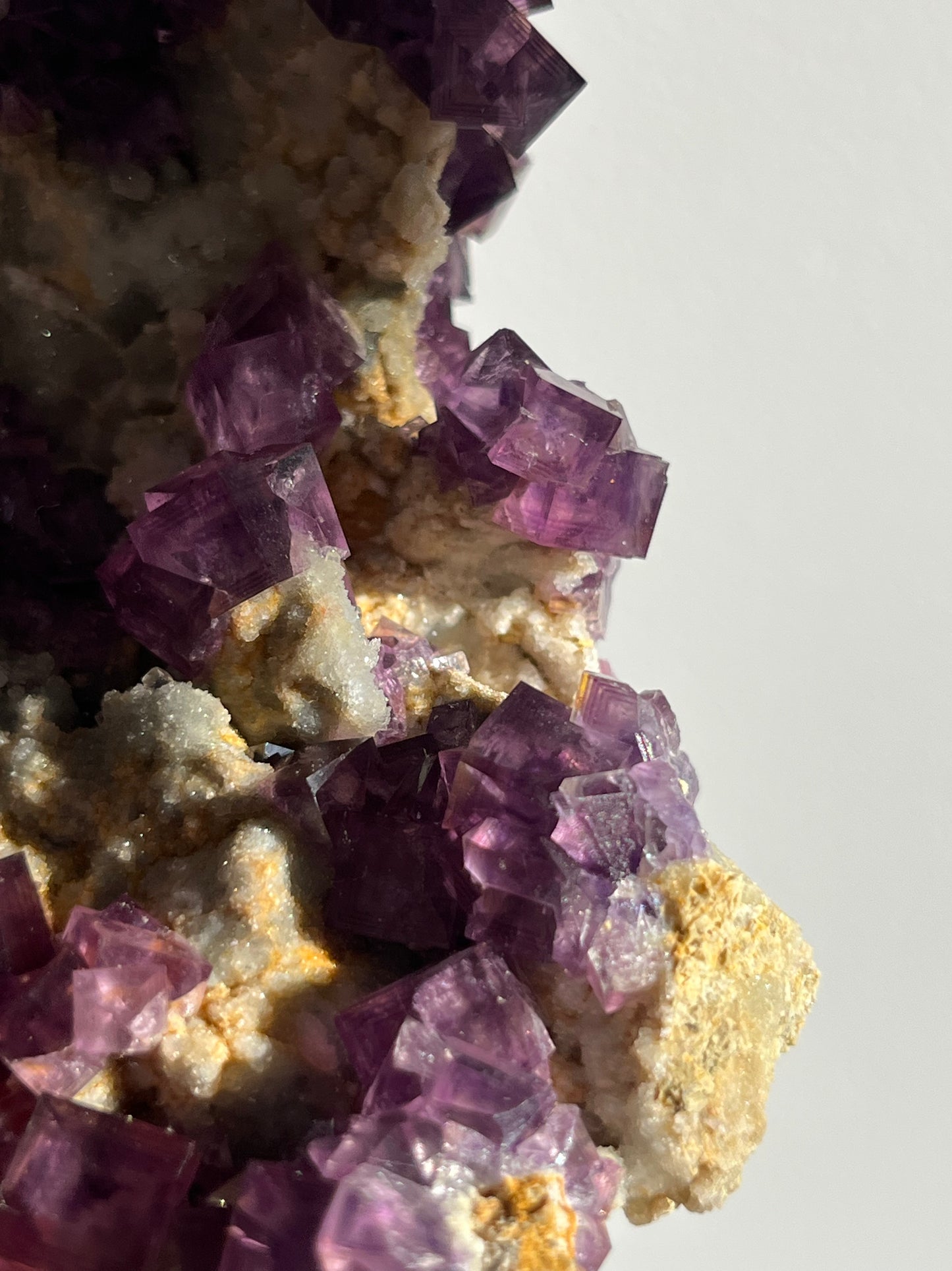 Anhui Fluorite on Druzy Quartz Matrix Specimen C