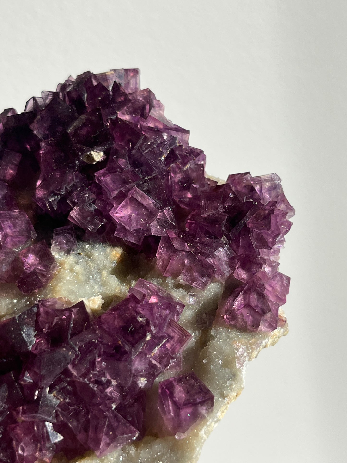 Anhui Fluorite on Druzy Quartz Matrix Specimen D