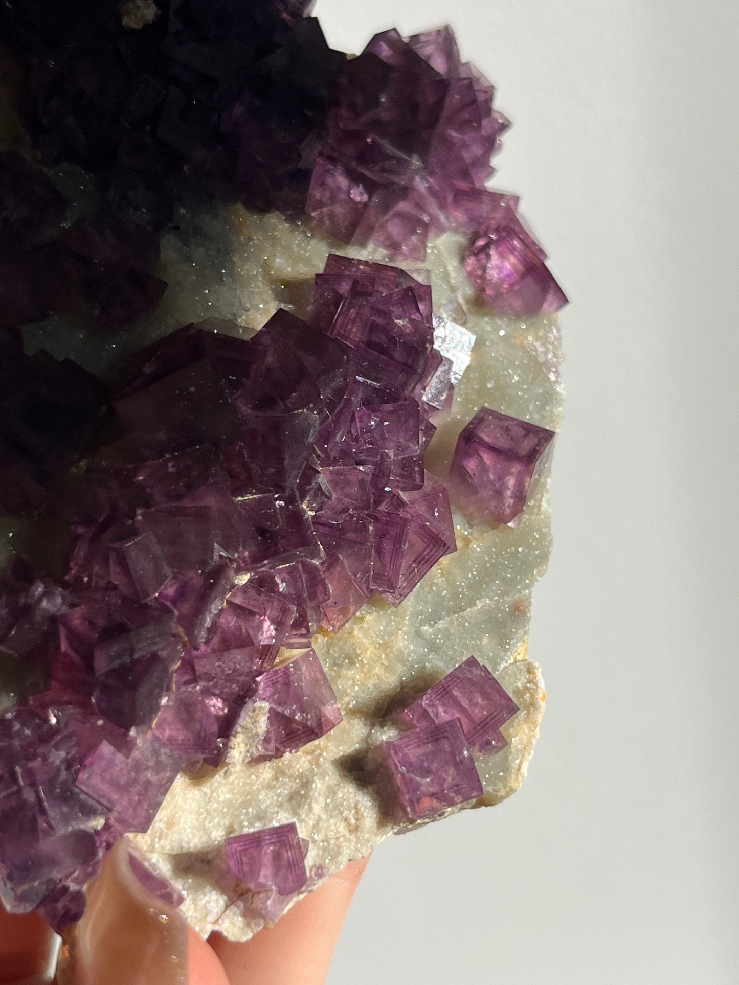Anhui Fluorite on Druzy Quartz Matrix Specimen D