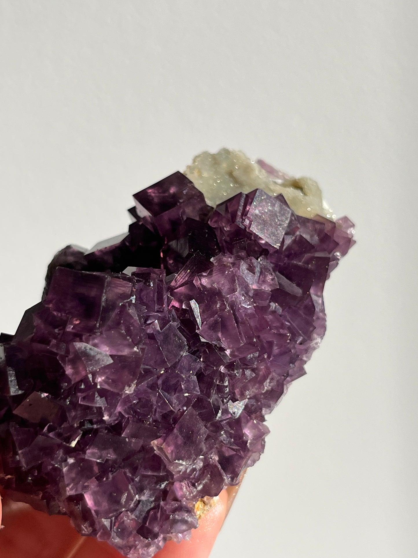 Anhui Fluorite on Druzy Quartz Matrix Specimen E