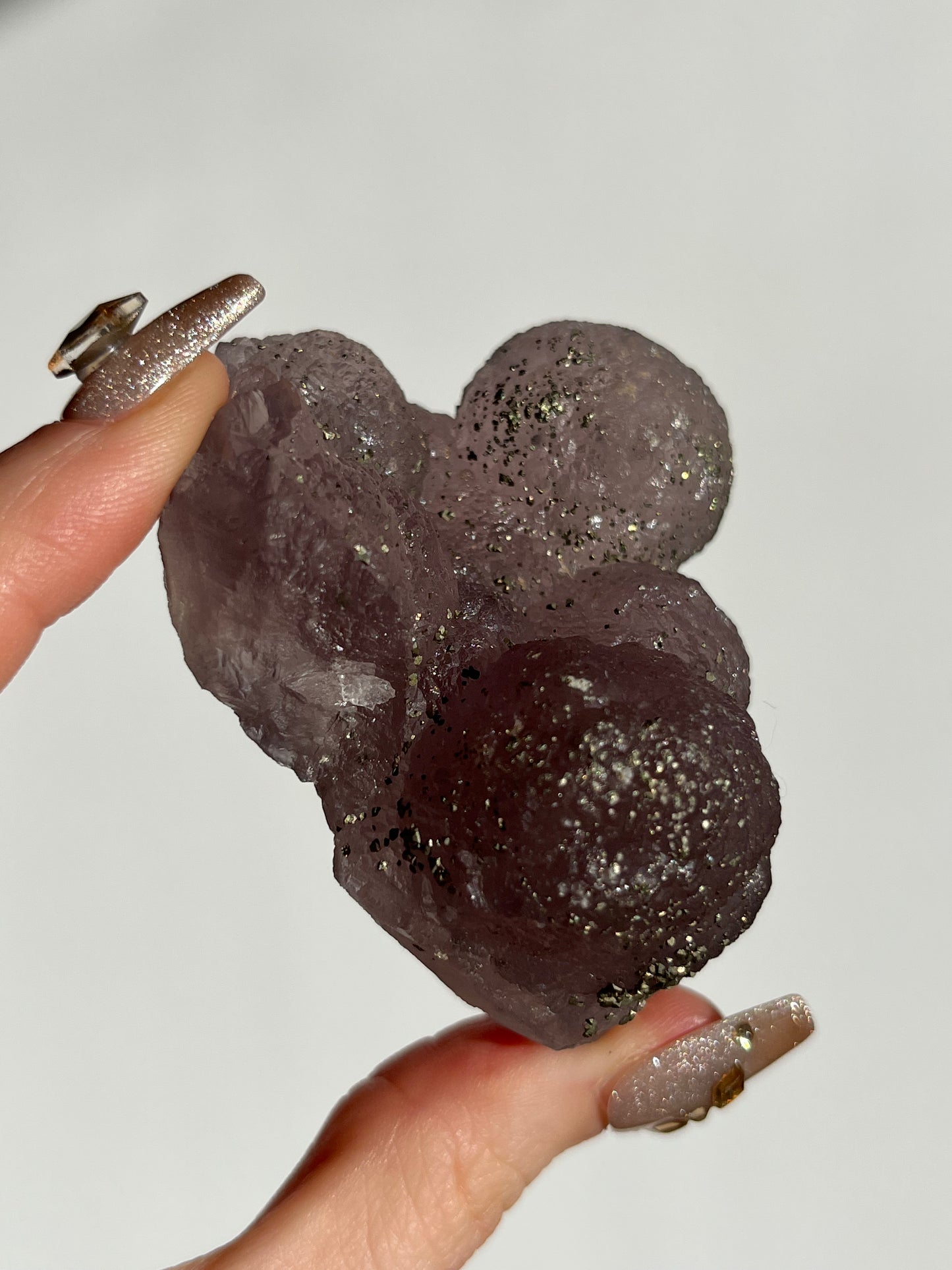 Botryoidal Purple Fluorite with Pyrite Specimen C