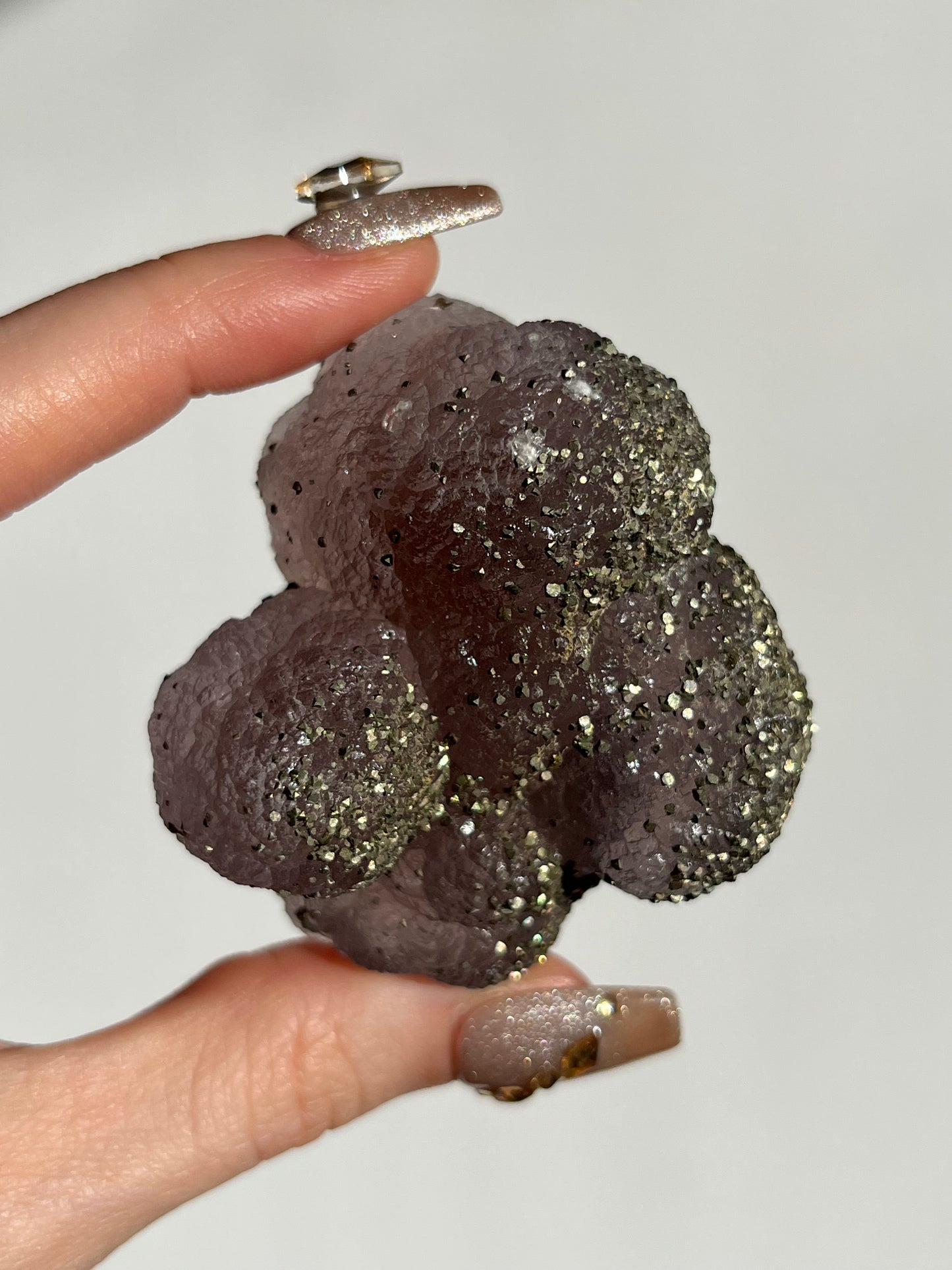 Botryoidal Purple Fluorite with Iridescent Pyrite Specimen D (Collector's Choice)