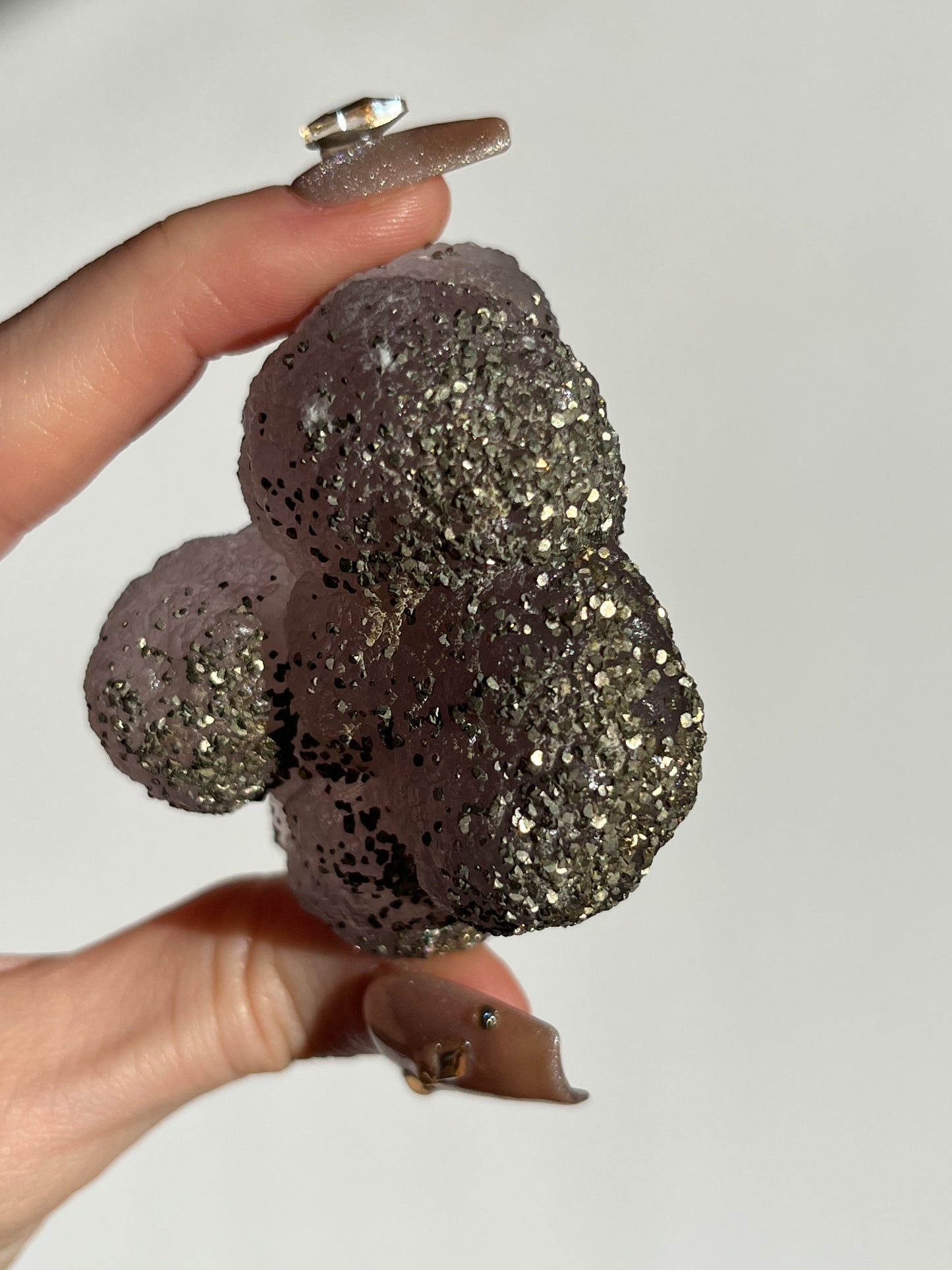 Botryoidal Purple Fluorite with Iridescent Pyrite Specimen D (Collector's Choice)