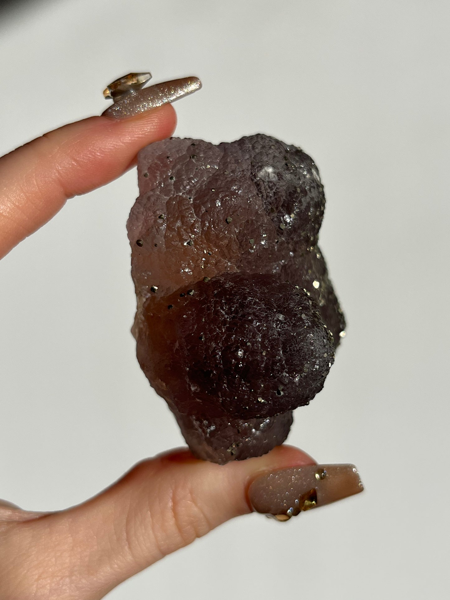 Botryoidal Purple Fluorite with Iridescent Pyrite Specimen D (Collector's Choice)