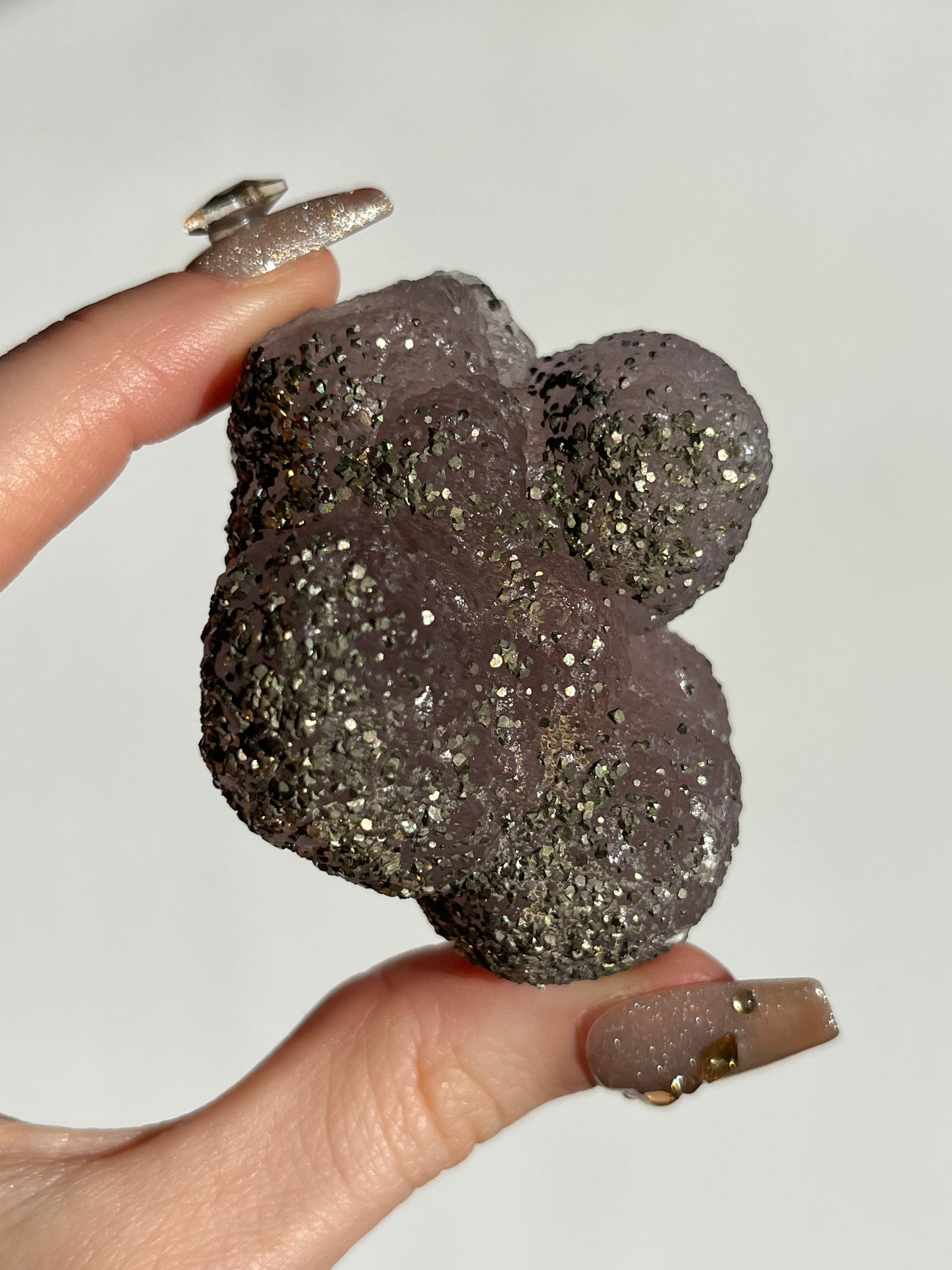 Botryoidal Purple Fluorite with Iridescent Pyrite Specimen D (Collector's Choice)