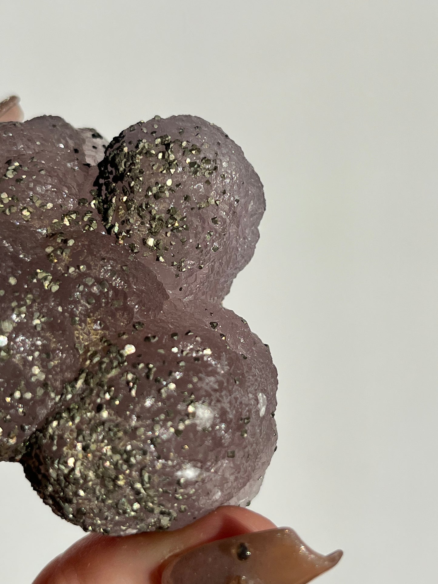 Botryoidal Purple Fluorite with Iridescent Pyrite Specimen D (Collector's Choice)