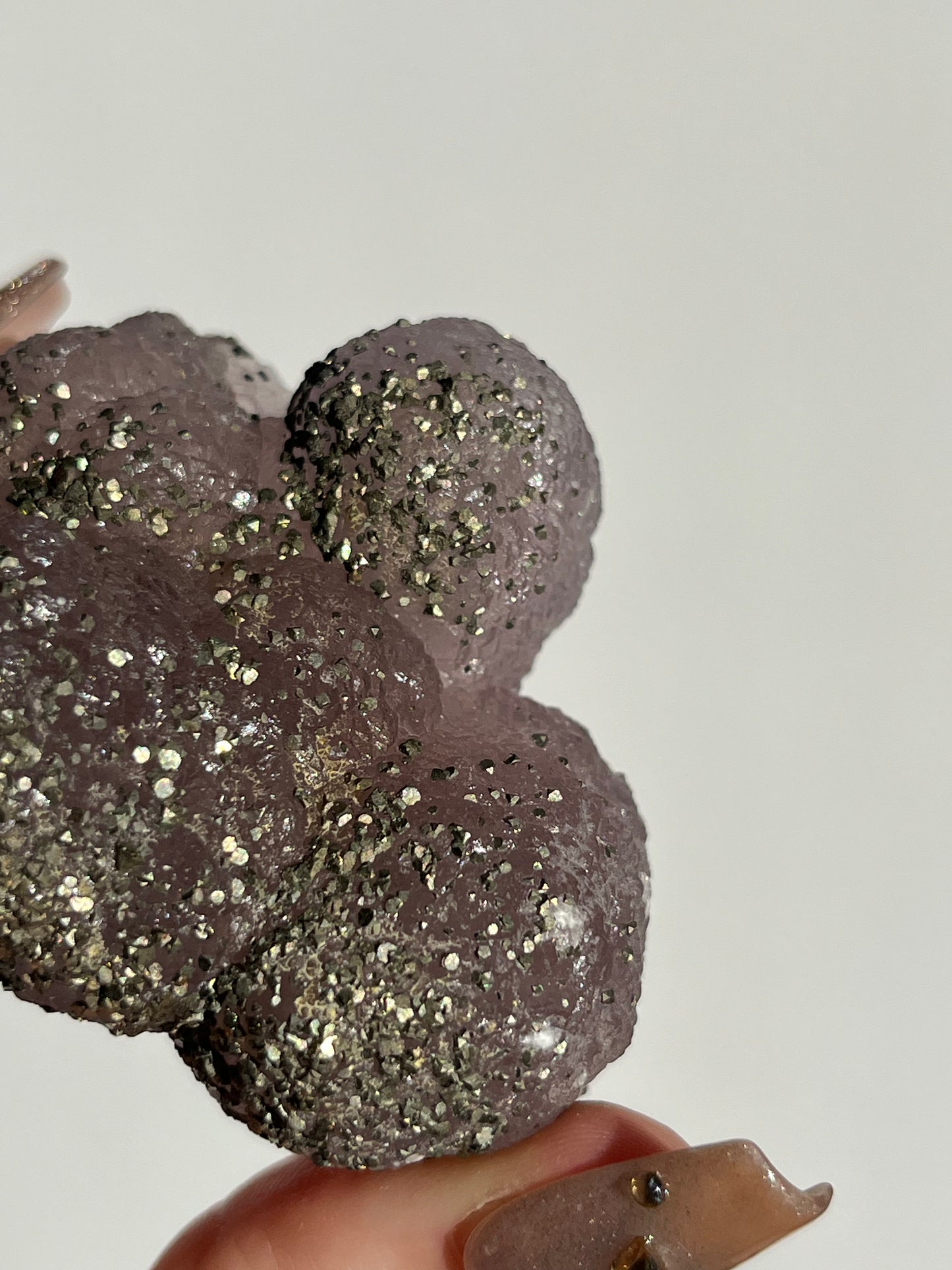 Botryoidal Purple Fluorite with Iridescent Pyrite Specimen D (Collector's Choice)
