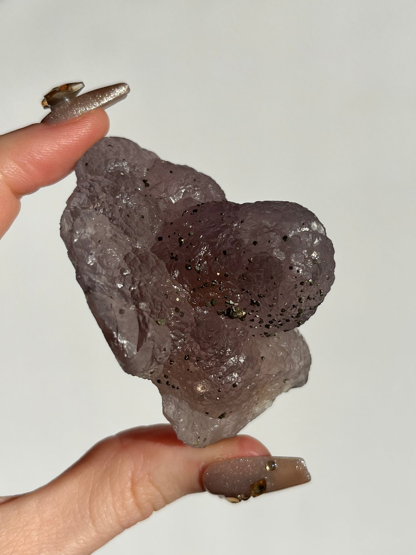 Botryoidal Purple Fluorite with Pyrite Specimen H