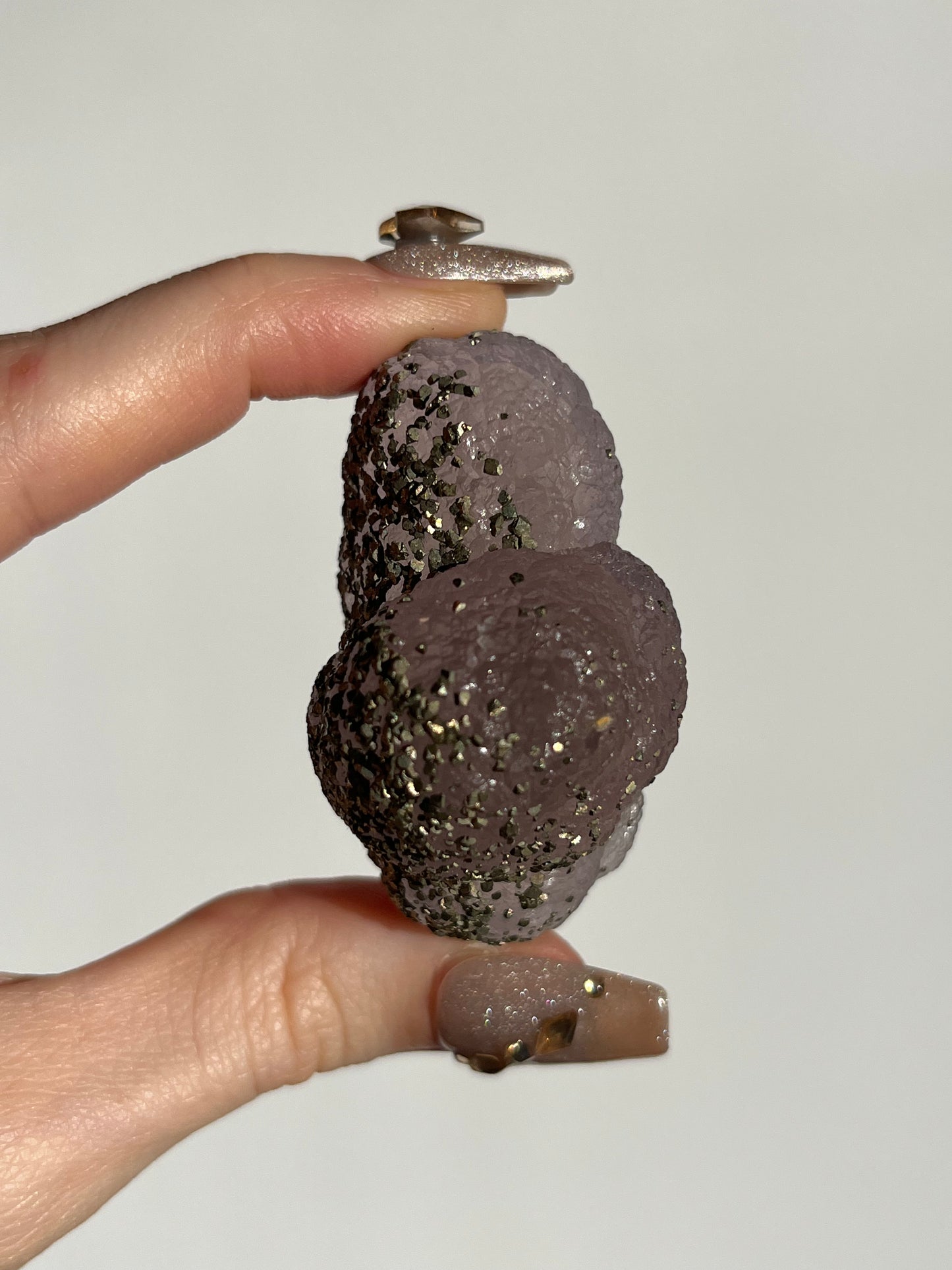 Botryoidal Purple Fluorite with Pyrite Specimen W