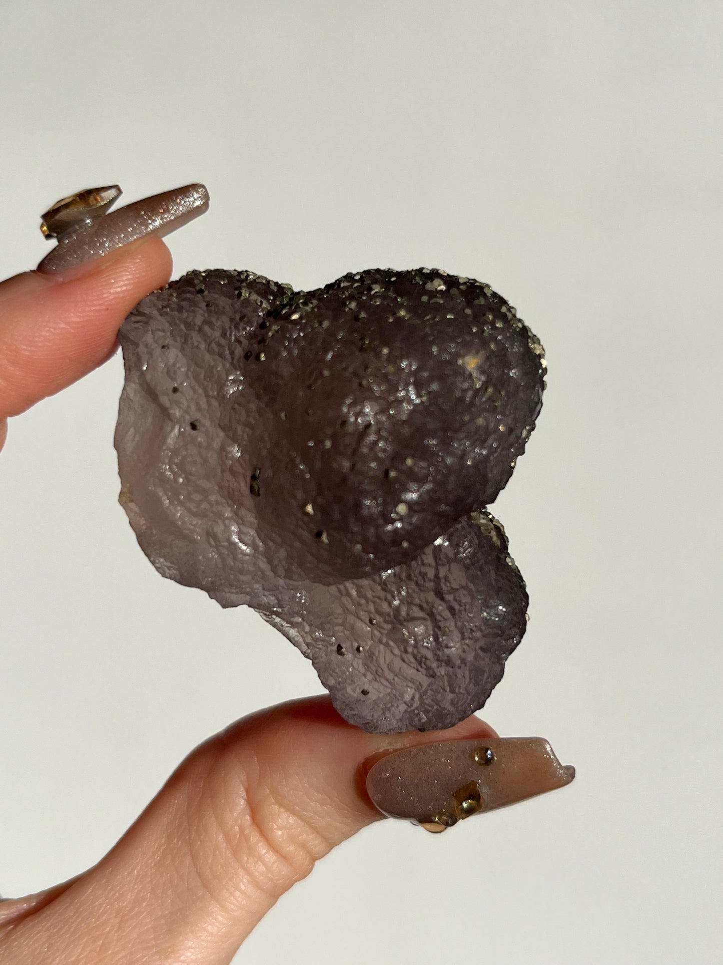 Botryoidal Purple Fluorite with Pyrite Specimen W