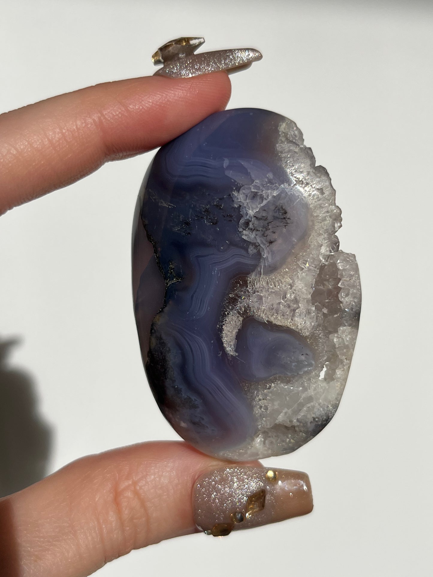 Purple Chalcedony with Green Moss and Parallax Effect Palmstone A
