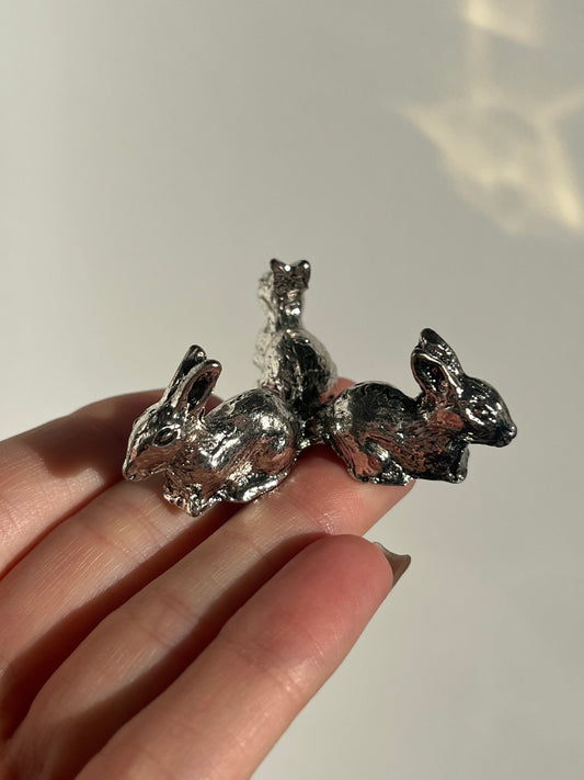 "Rabbit in the Meadow" Silver Sphere Stand