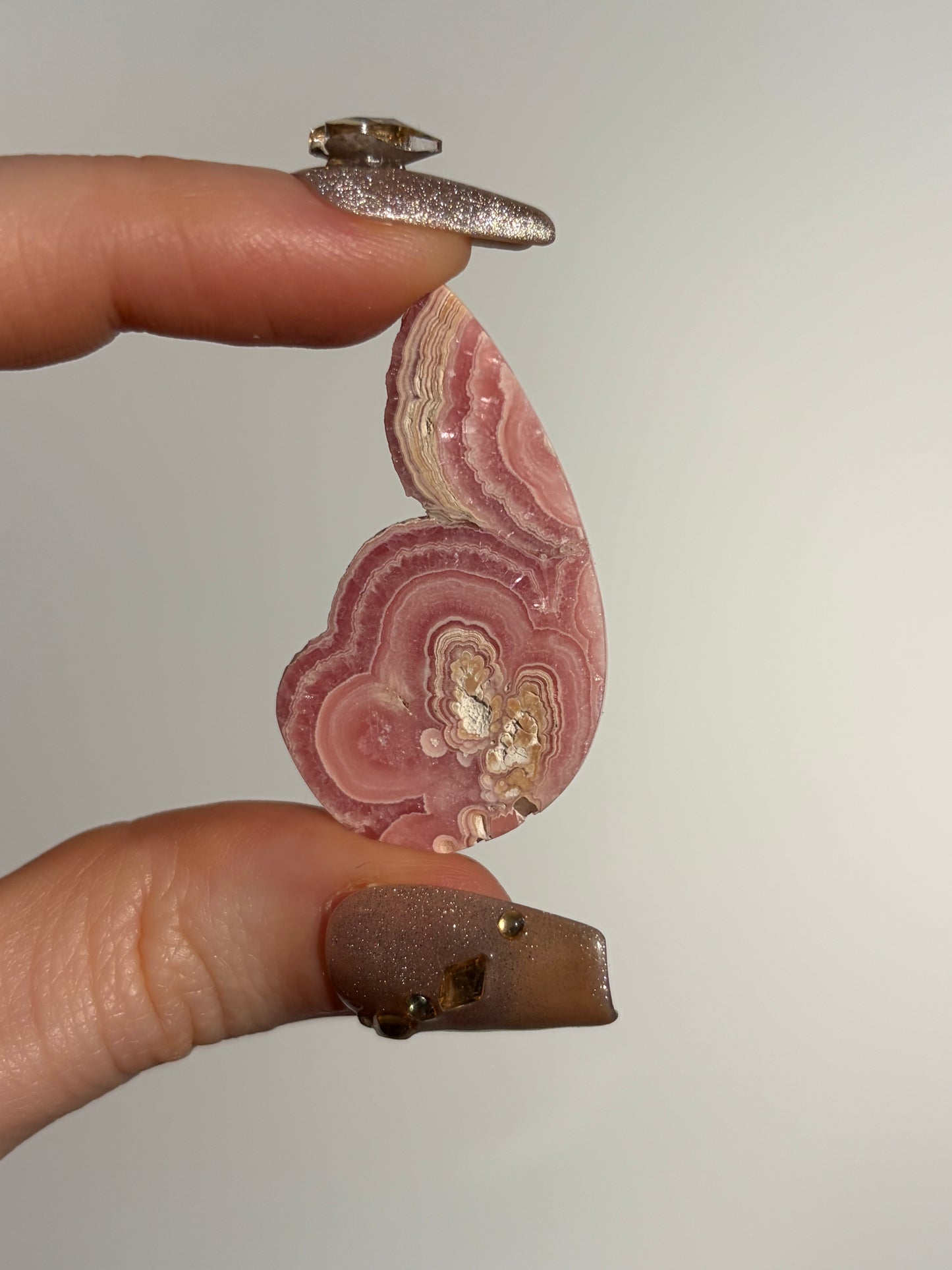 Floral Banded Rhodochrosite Teardrop Cabochon C