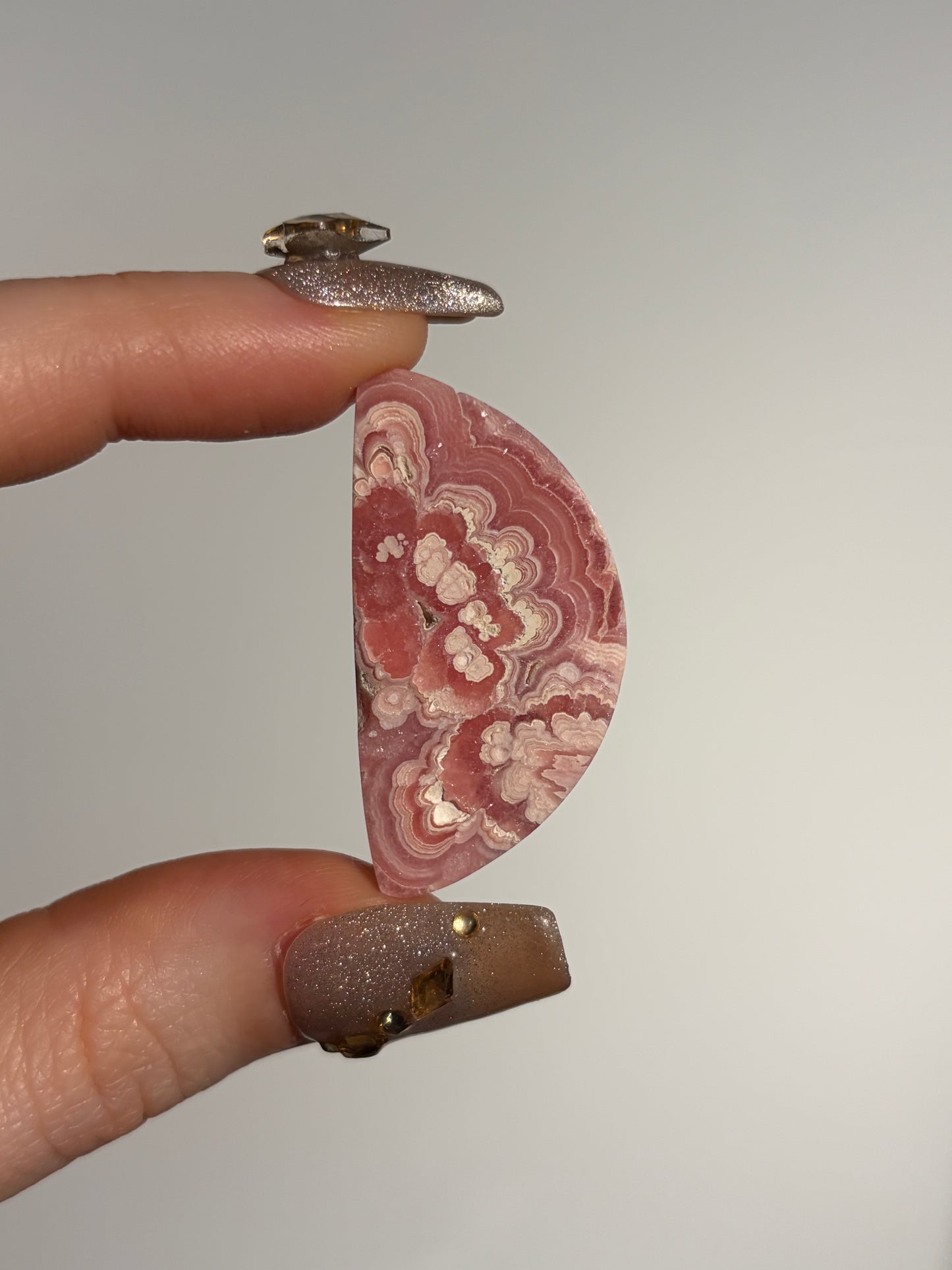 Floral Banded Rhodochrosite Moon Cabochon D
