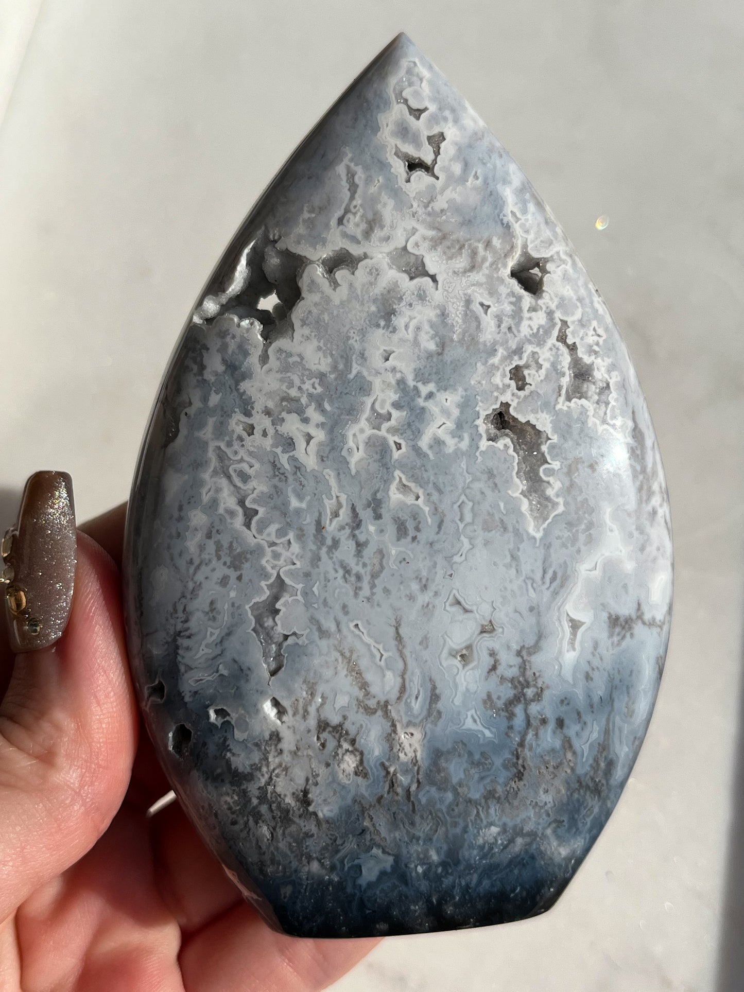 Storm Plume Agate Flame Carving #2