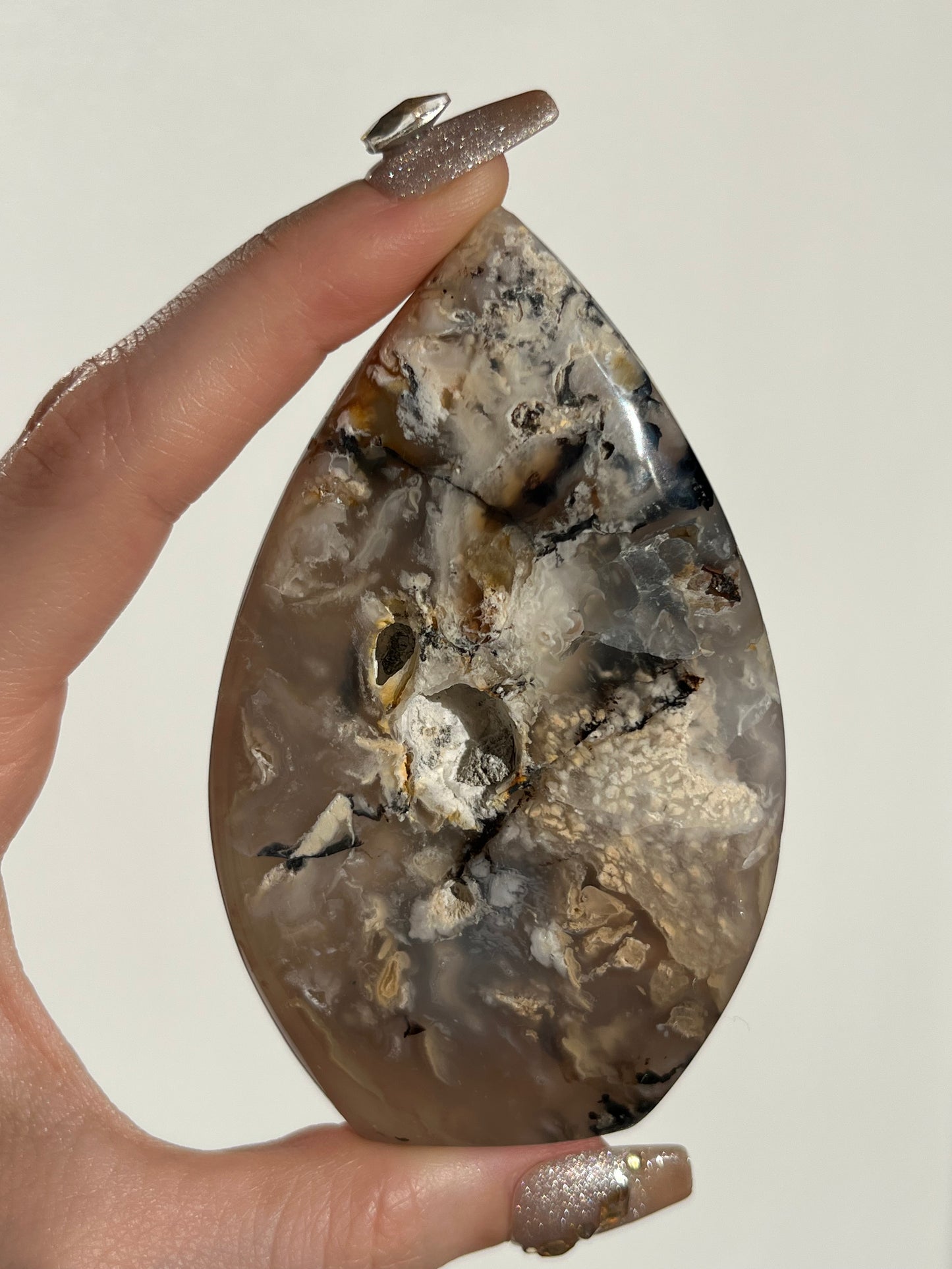 Tiger Dendrite in Chalcedony Flame Carving A