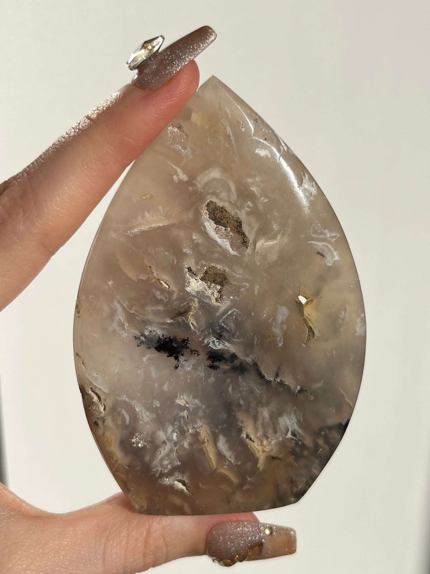Tiger Dendrite in Chalcedony Flame Carving C (Unsteady Base)