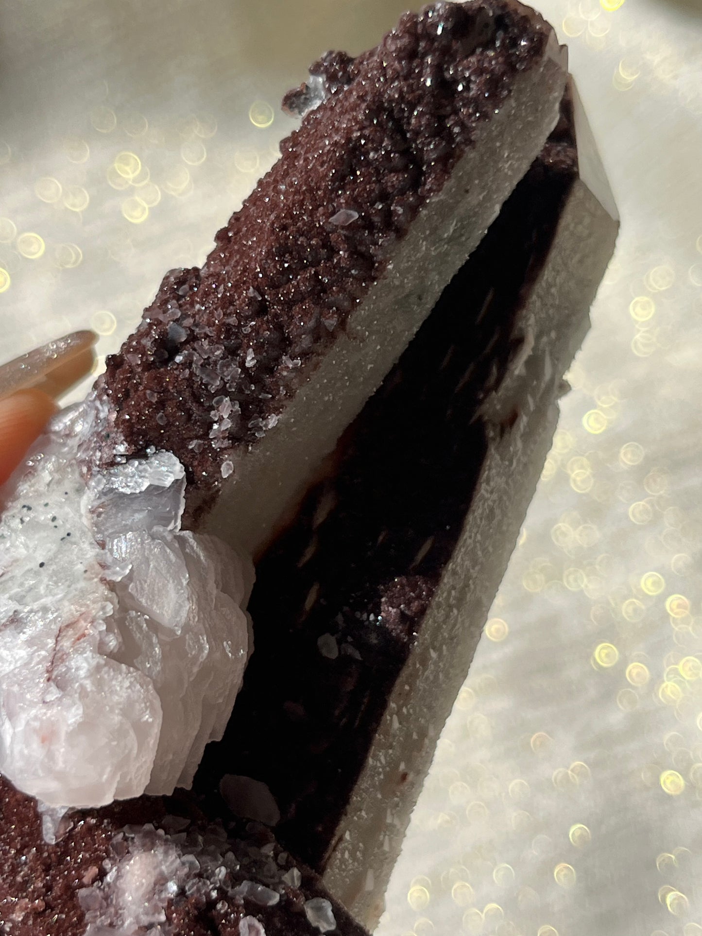 Twilight Plum Quartz with Sakura Blossom Calcite Specimen A