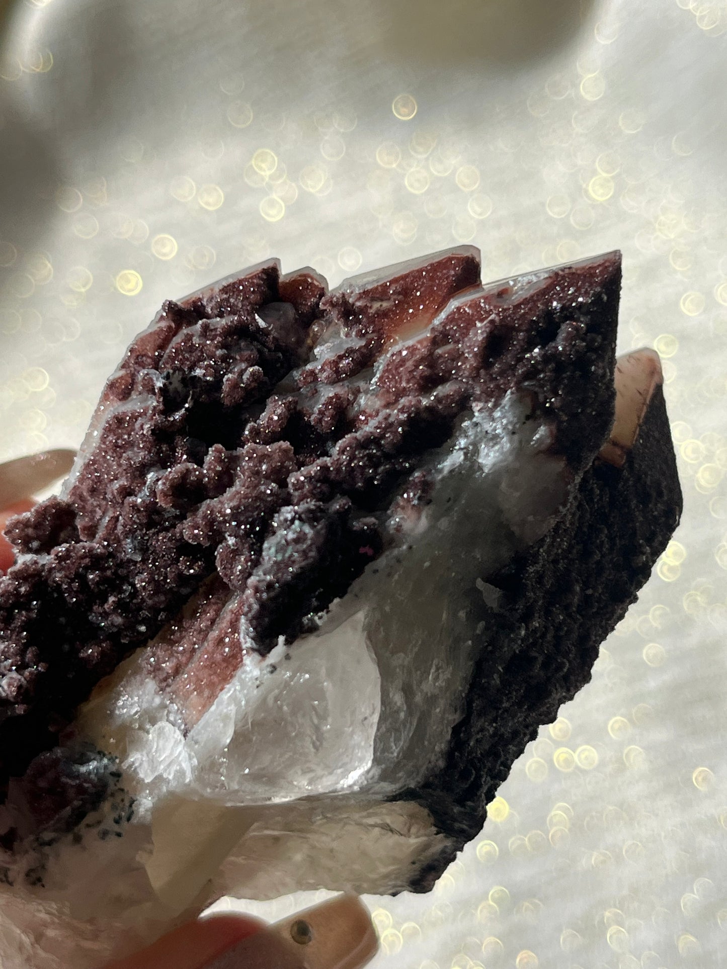 Twilight Plum Quartz with Sakura Blossom Calcite Specimen B