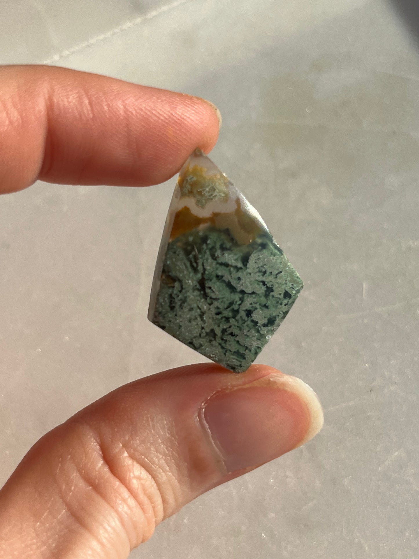 Danau 玛瑙配绿色苔藓风筝和扇形凸圆面(您选择)