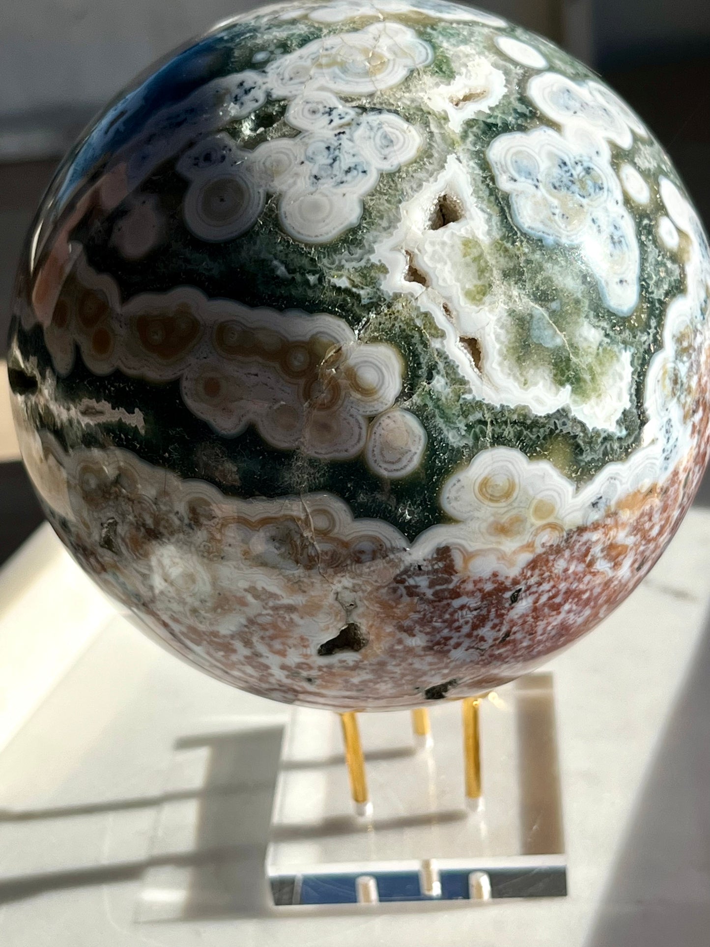 1.70kg Druzy 8th Vein Ocean Jasper Sphere (Extra Grade)