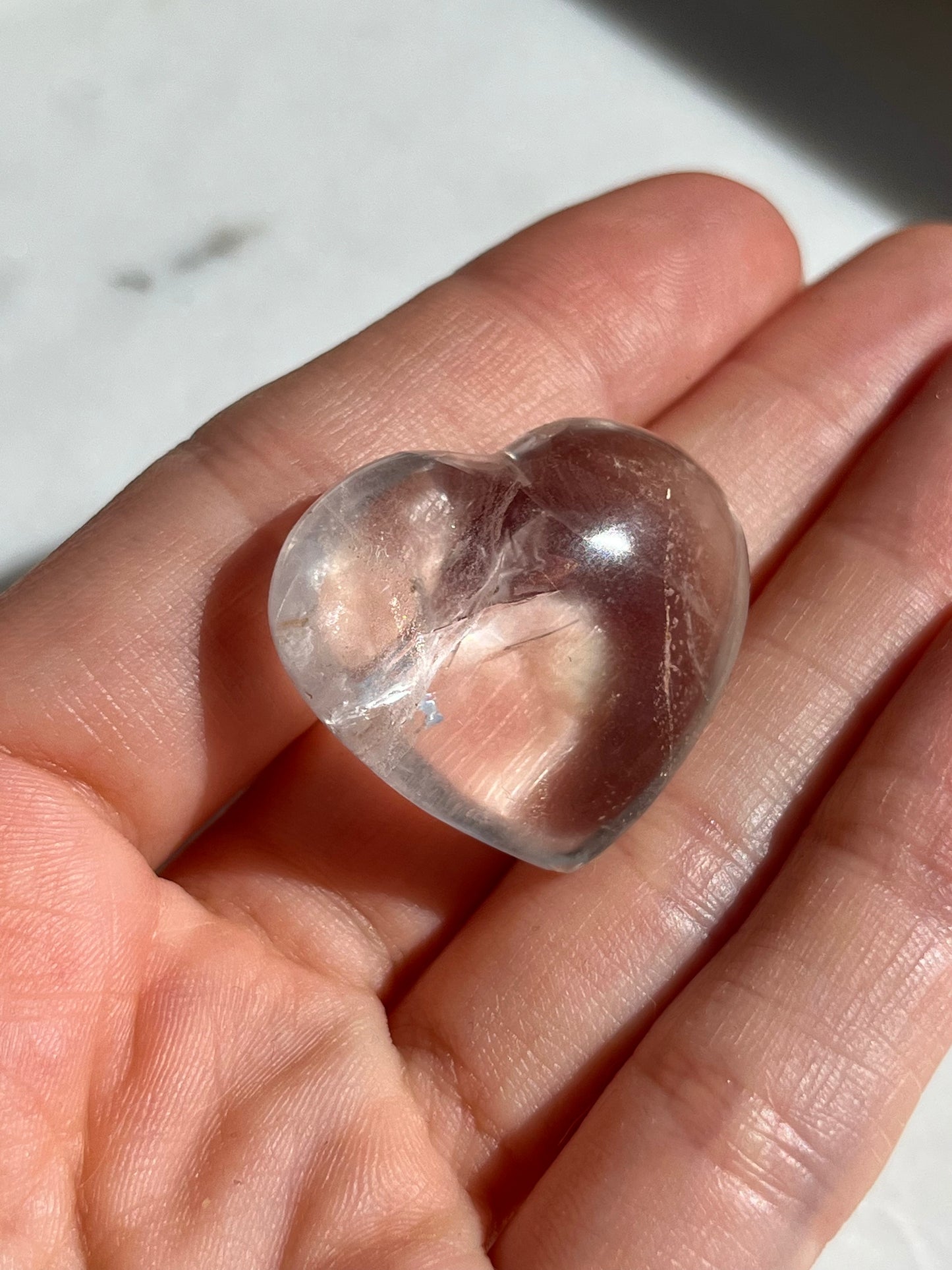 Natural Madagascan Quartz Heart Carving