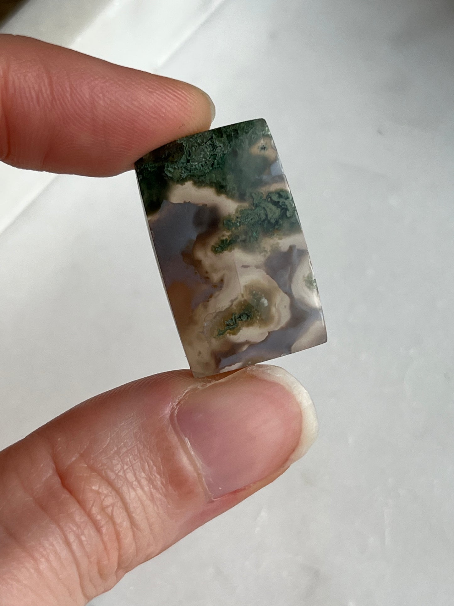 Ágata Danau con Cabujón Rectángulo de Musgo Verde (Tú eliges)