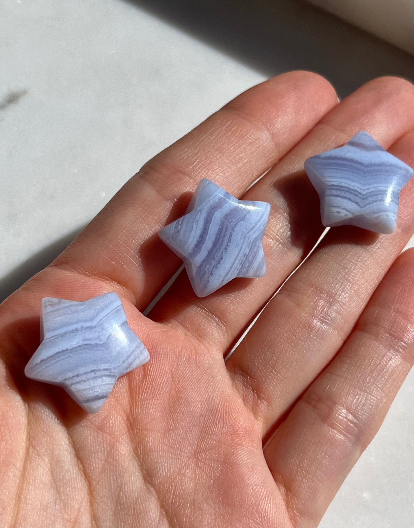 Blue Lace Agate Star Carving