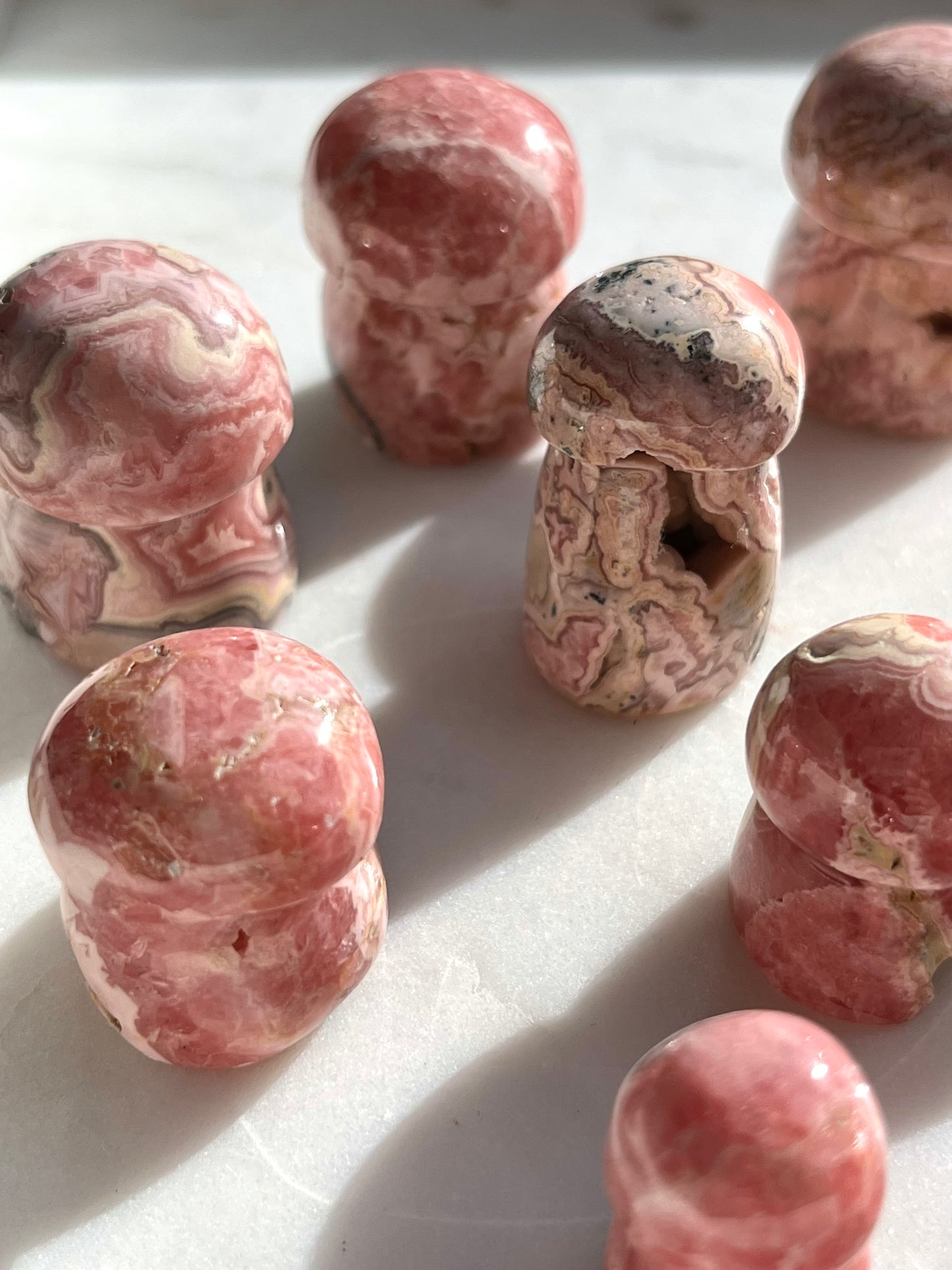 Rhodochrosite Mushroom Carving