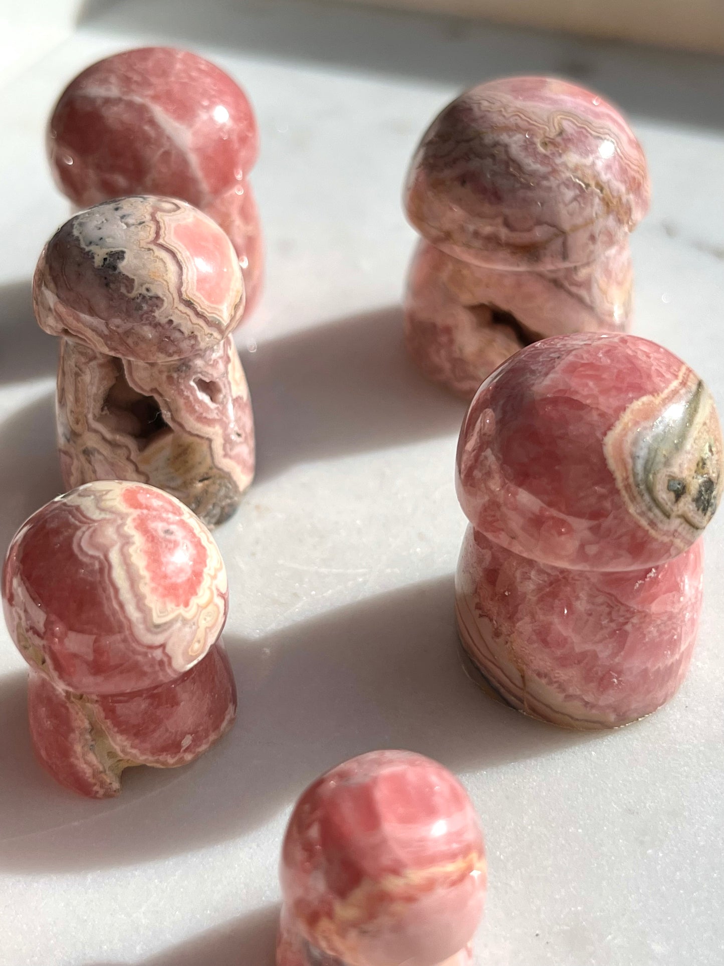 Rhodochrosite Mushroom Carving