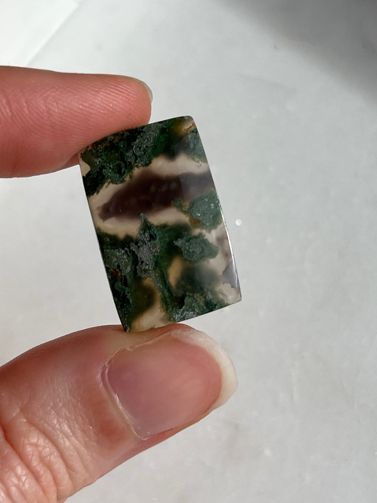 Ágata Danau con Cabujón Rectángulo de Musgo Verde (Tú eliges)
