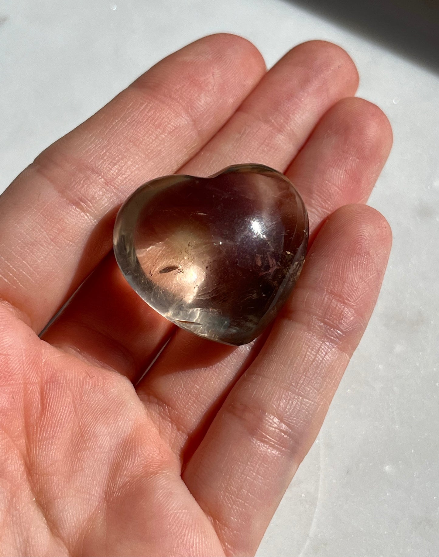Natural Madagascan Smokey Quartz Heart Carving