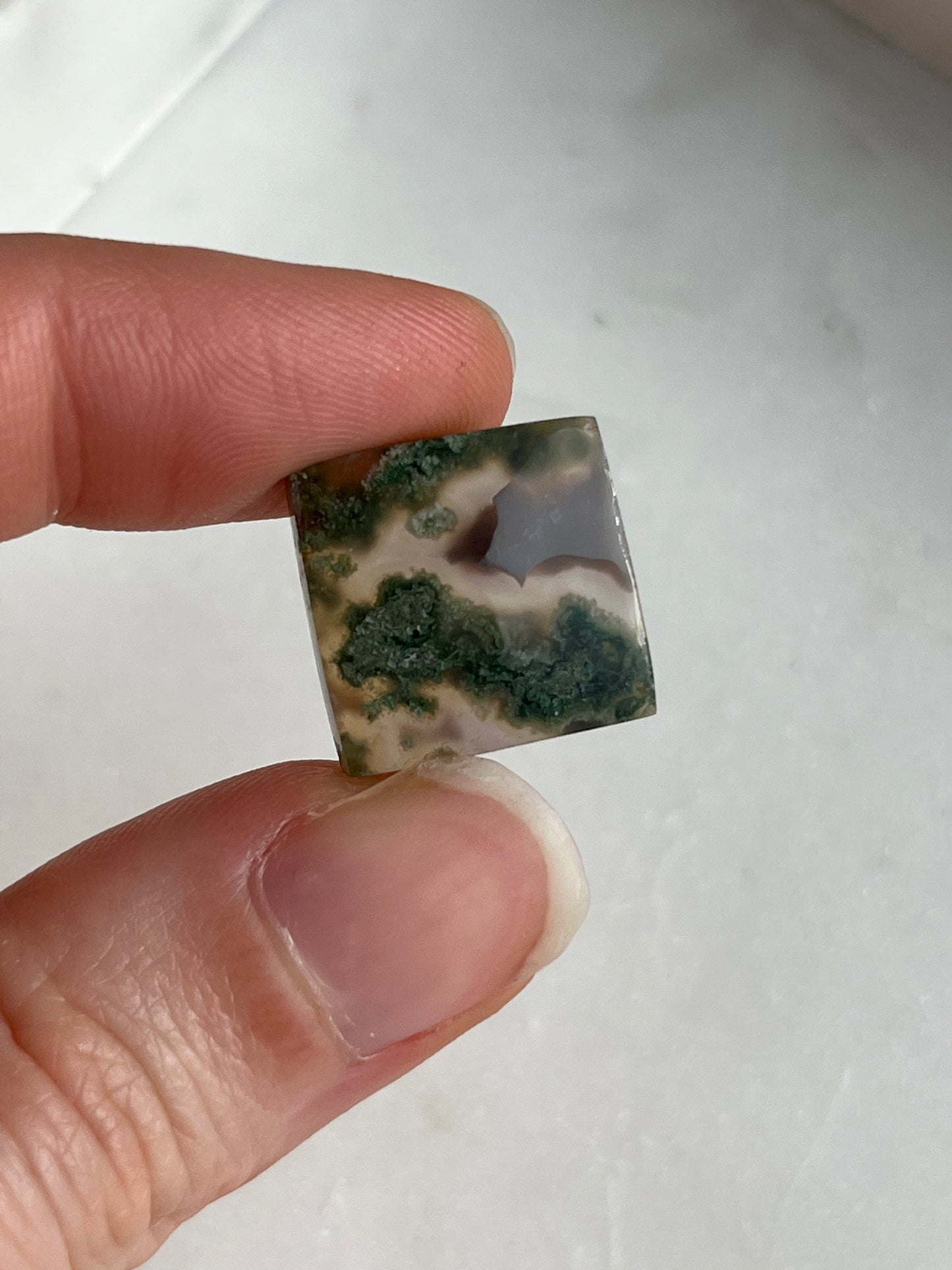 Ágata Danau con Cabujón Rectángulo de Musgo Verde (Tú eliges)